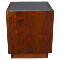 James Martin Studio Pedestal Side End Table American Black Walnut & Cleft Slate