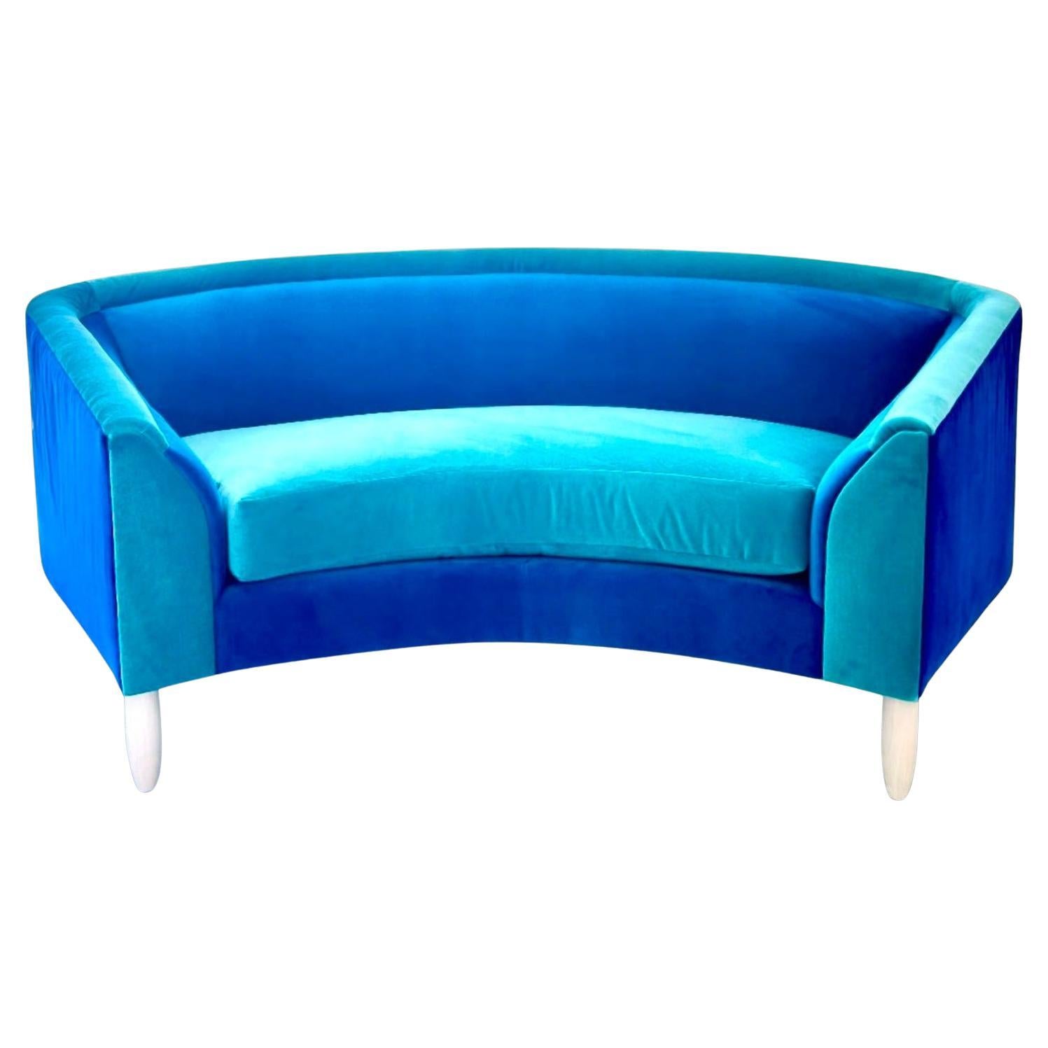 Custom Janie Molster Curved Velvet Color Block Sofa For Sale