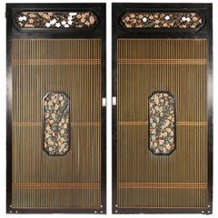 Retro Custom Asian Japanese Architectural Shoji Sliding Barn Doors on Casters