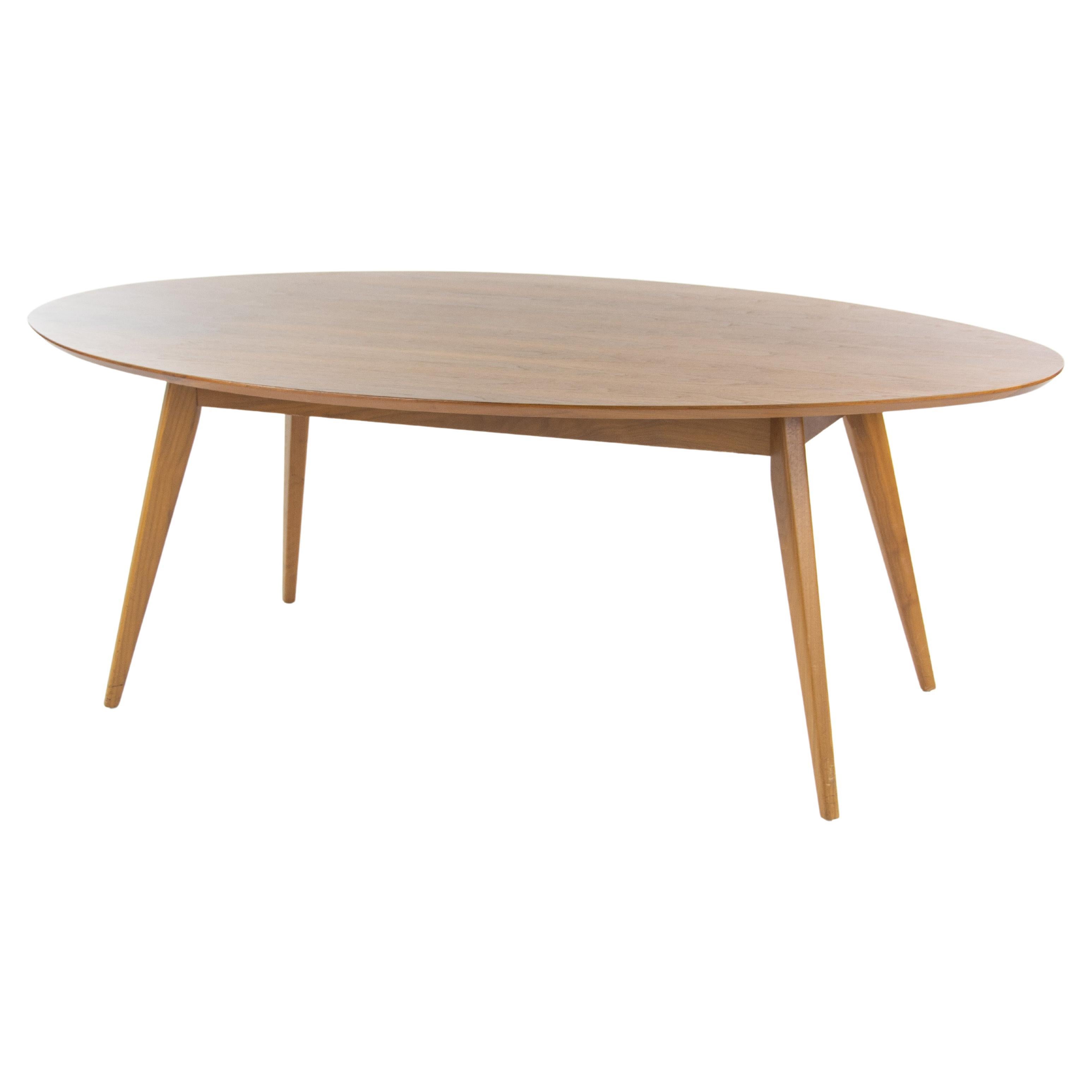 Custom Jens Risom for Knoll 78x48 inch Oval Walnut Dining / Conference Table For Sale