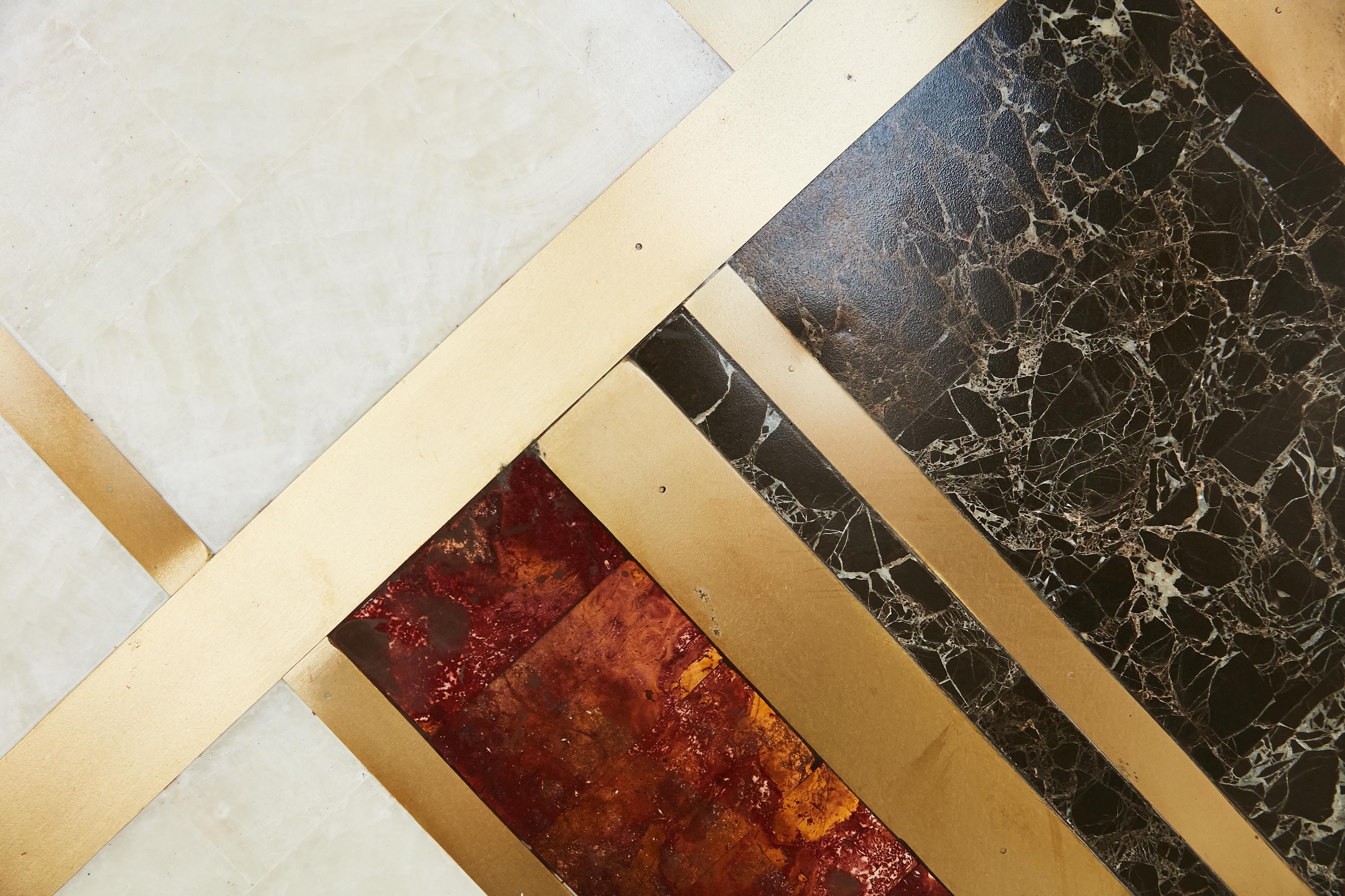 Custom Marble and Brass Geometric Screen from Viceroy Miami For Sale 6