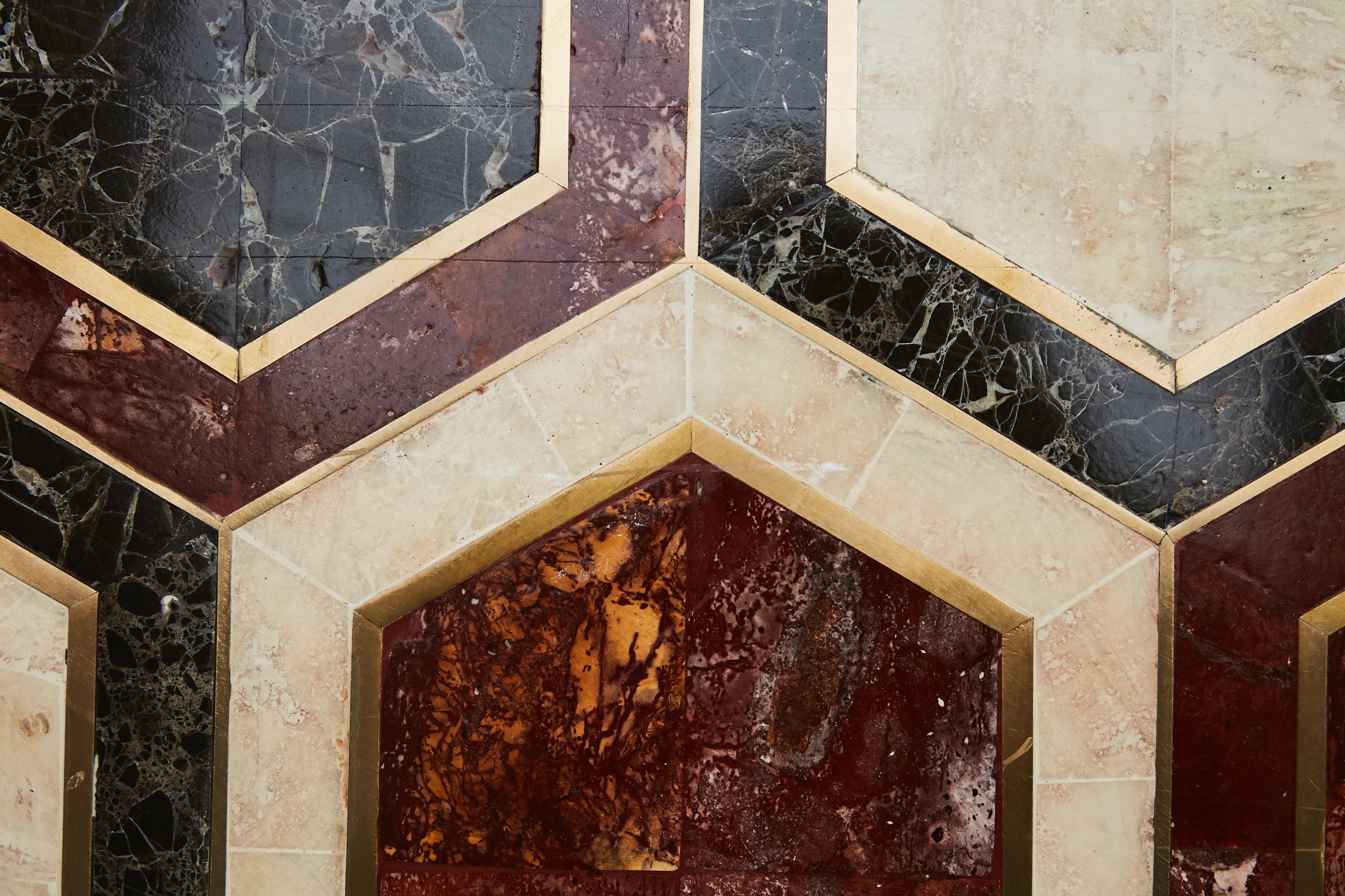 Contemporary Custom Marble and Brass Geometric Screen from Viceroy Miami For Sale