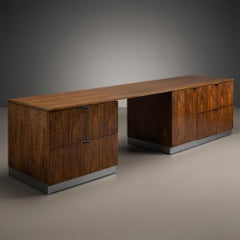 Custom Knoll 9' Executive Credenza Desk in Walnut & Chrome