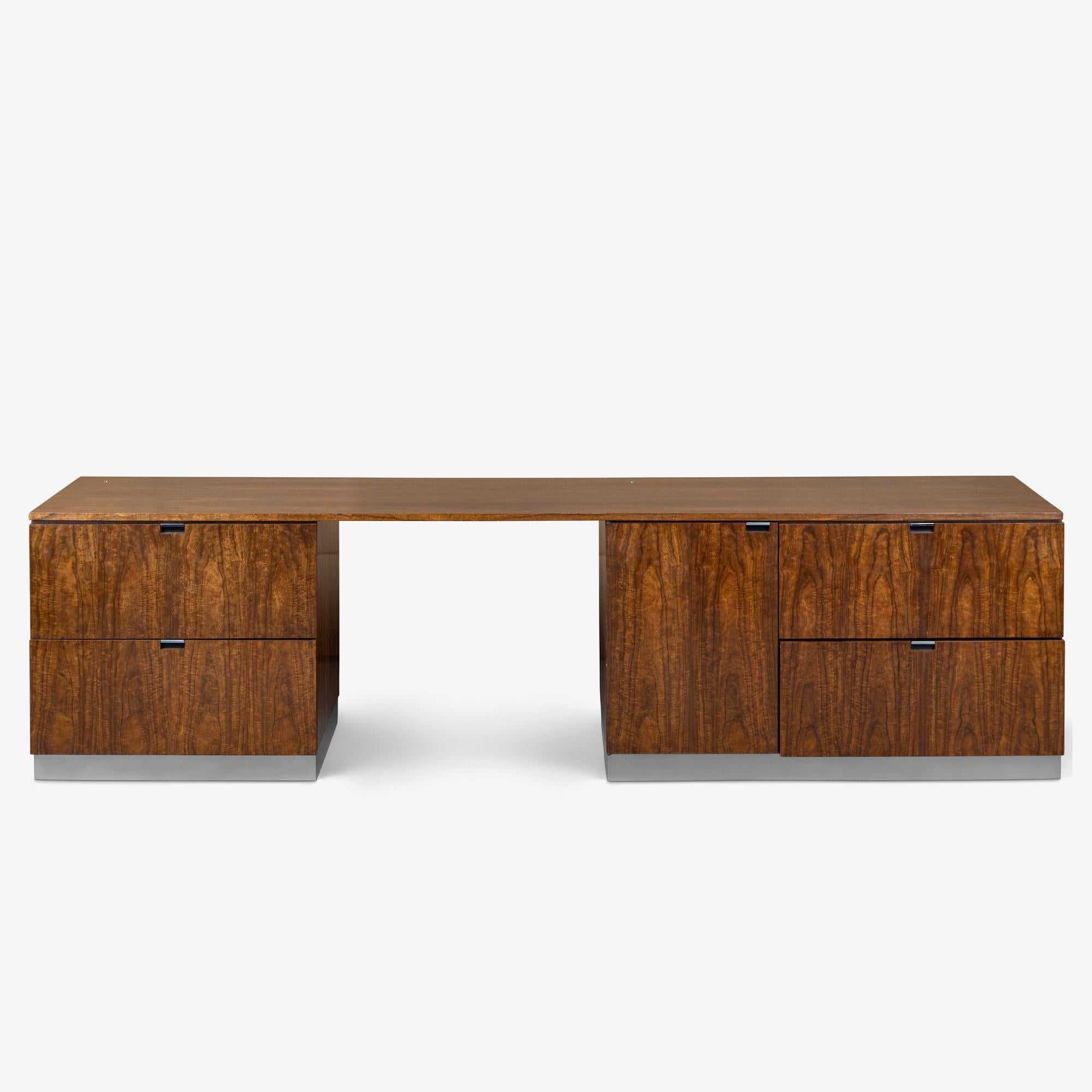 Mid-Century Modern Custom Knoll 9' Executive Credenza Desk in Walnut & Chrome For Sale