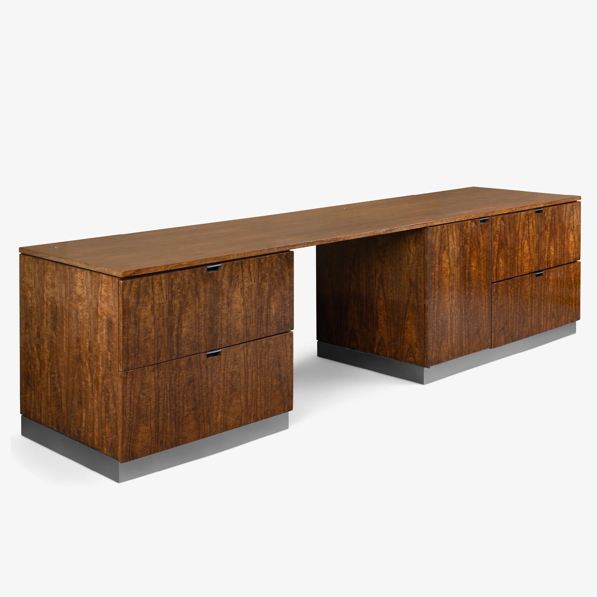 American Custom Knoll 9' Executive Credenza Desk in Walnut & Chrome For Sale