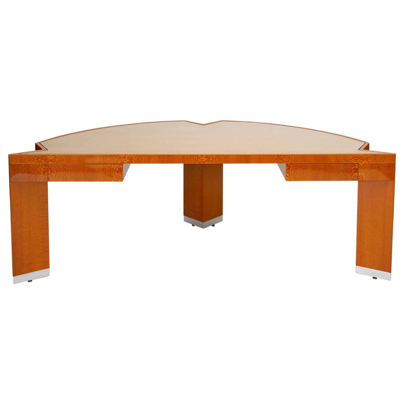 Custom Lacewood “Mezzaluna” Office Desk by Pace Collection