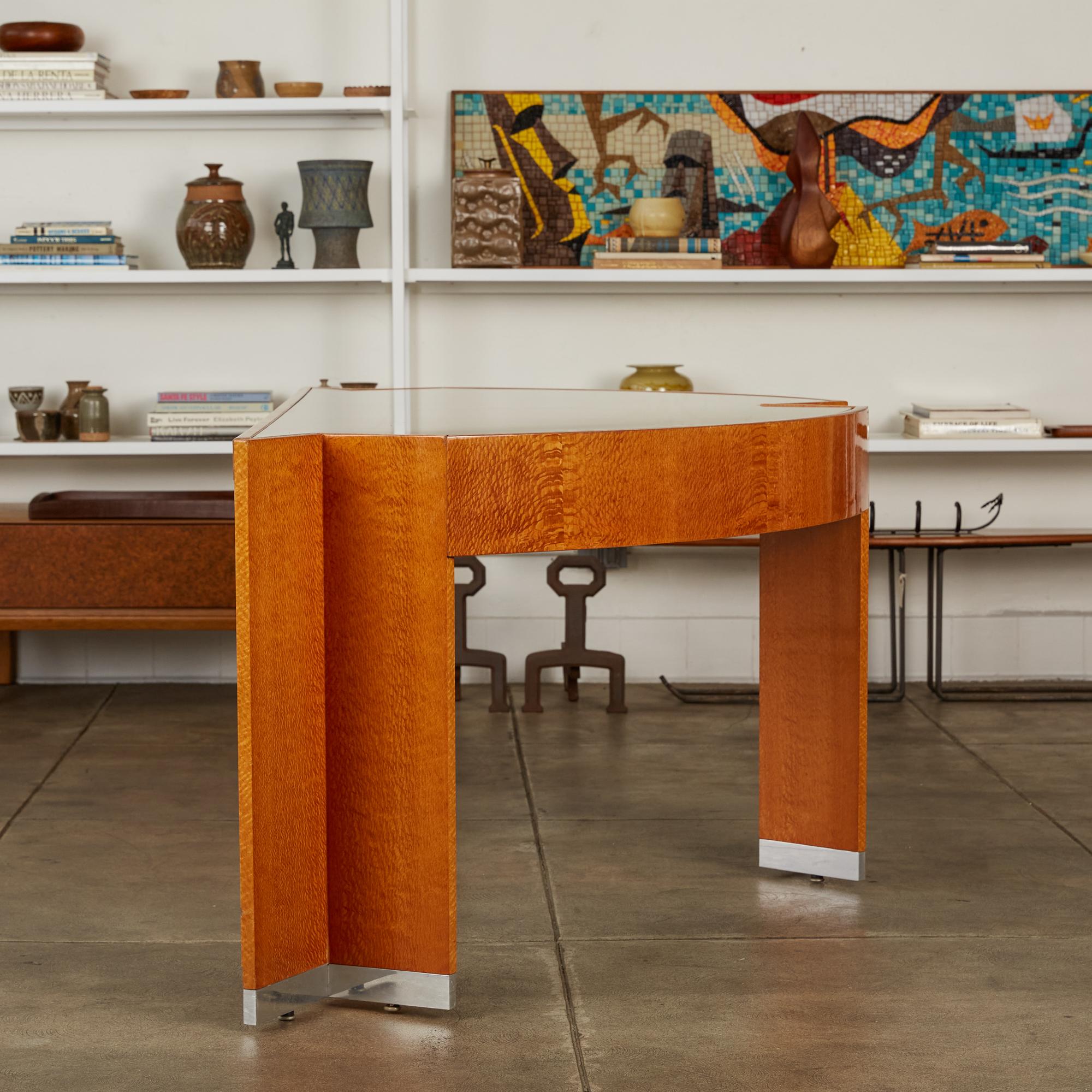 Custom Lacewood “Mezzaluna” Office Desk by Pace Collection 1