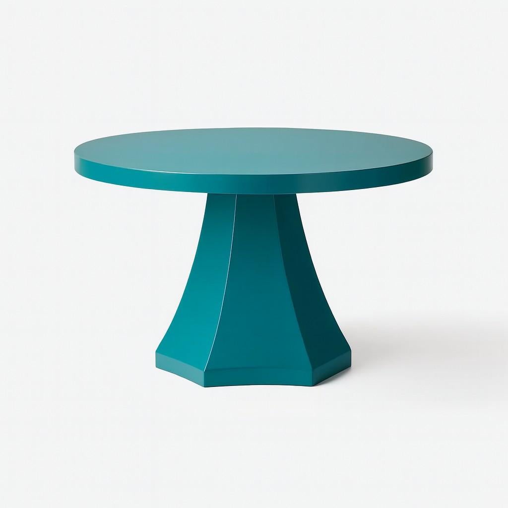 Tavolo da pranzo laccato personalizzato con base a piedistallo geometrica sfaccettata. In condizioni Nuovo in vendita a NEW YORK, NY