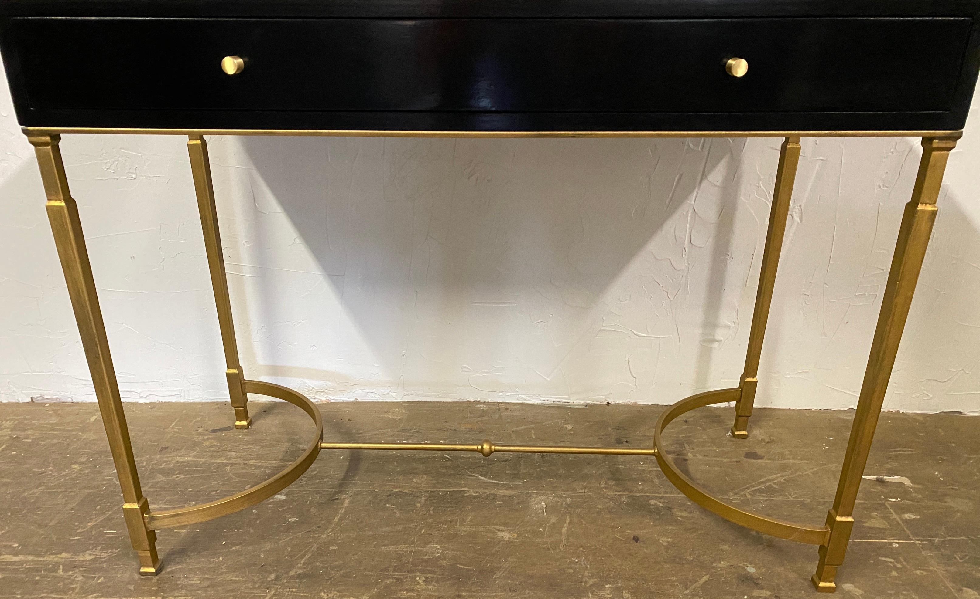 North American Custom Lacquered Desk with Gold Toned Metal Base
