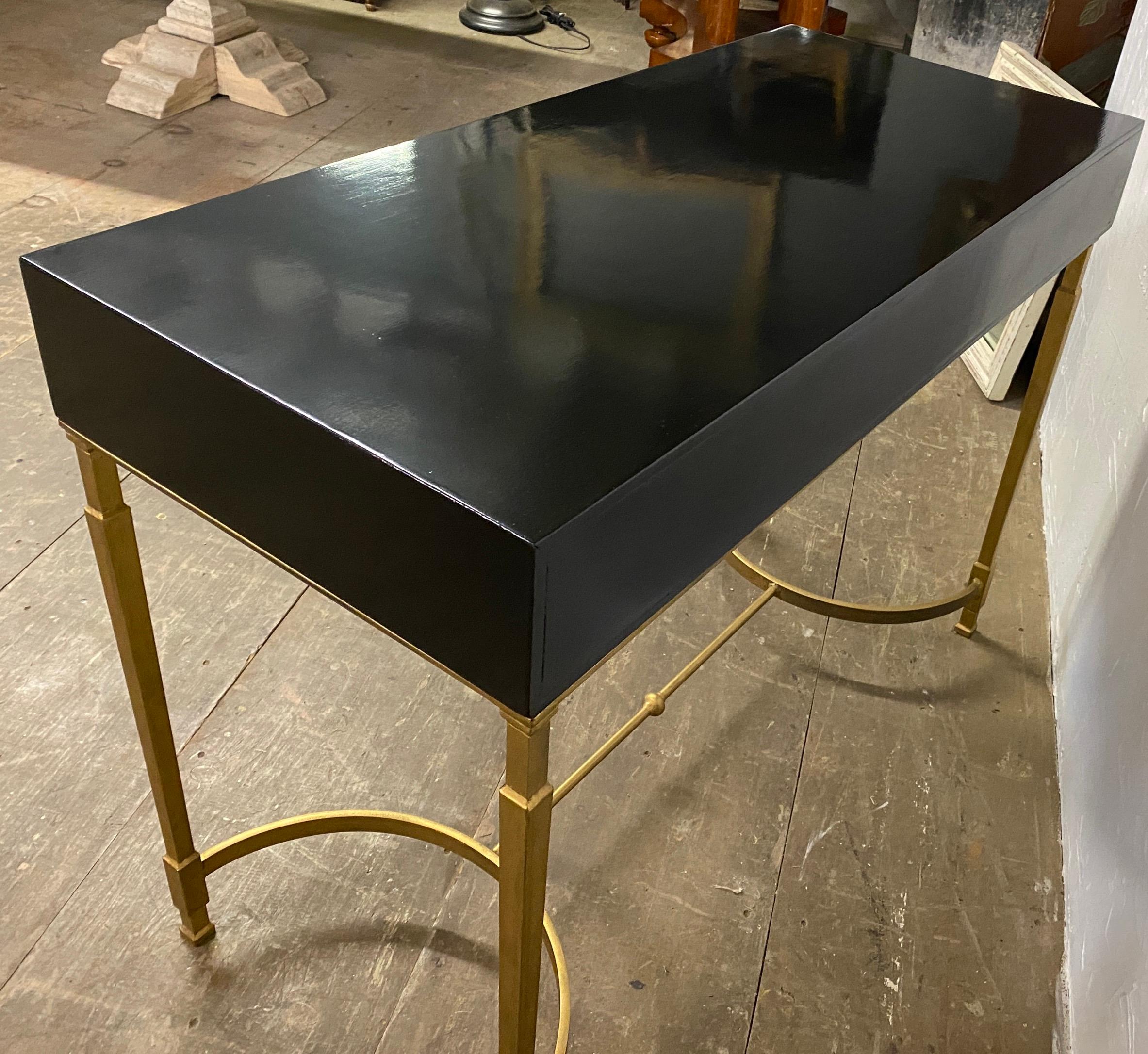 Custom Lacquered Desk with Gold Toned Metal Base 1