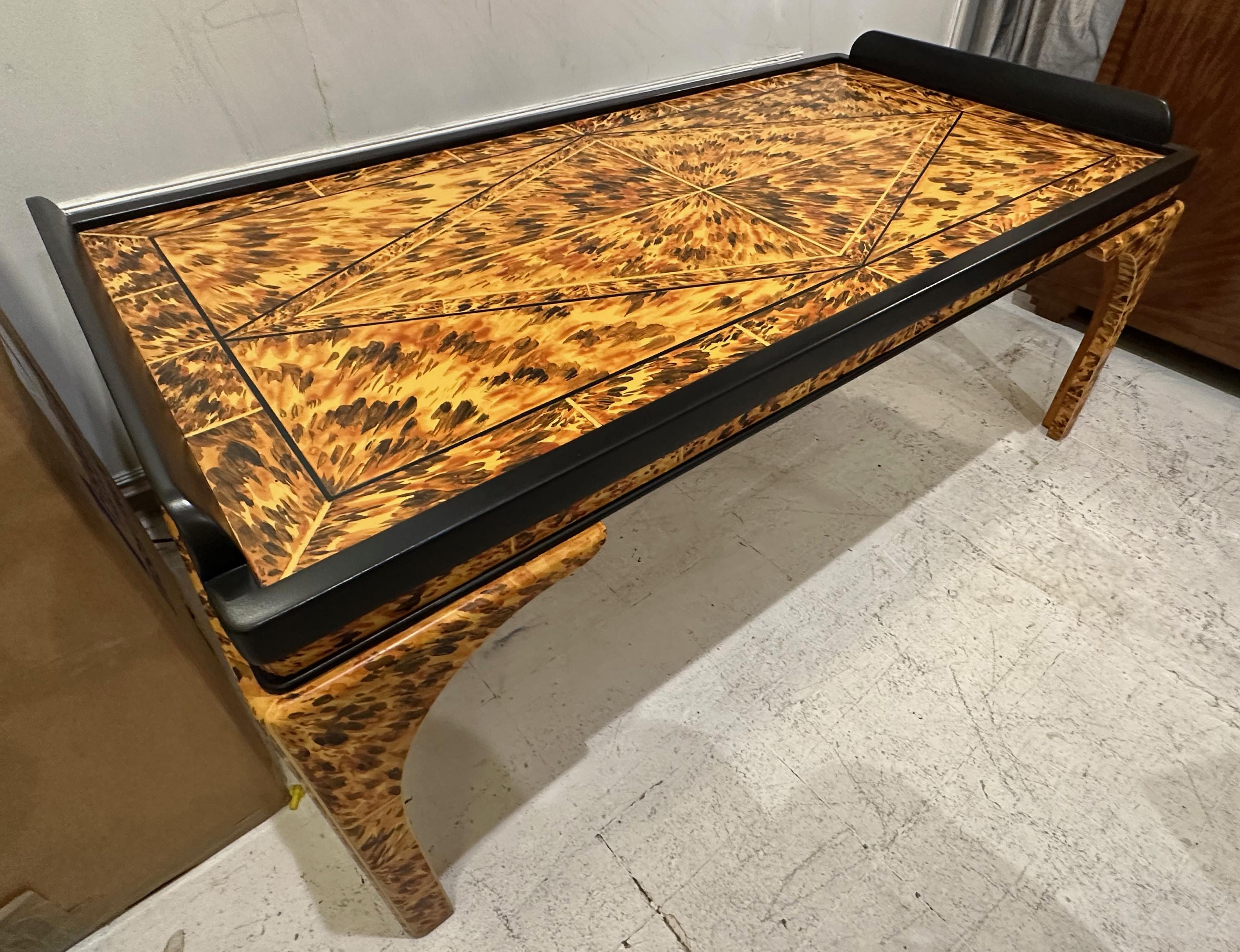 Custom Lacquered faux-tortoise coffee table.
This table is customizable with your choice of size, material and finish.
Estimated Production Time: 7-8 weeks
