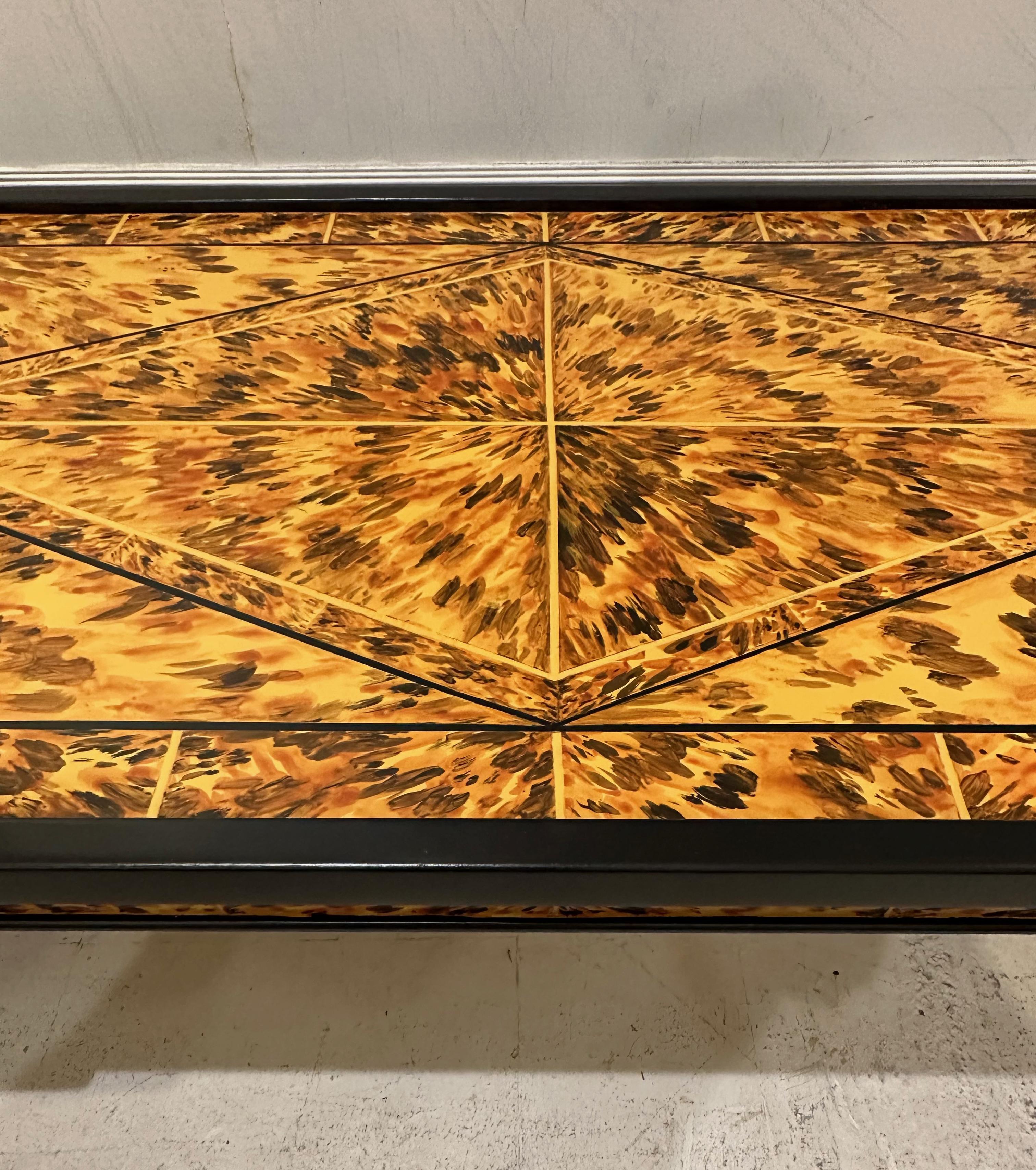 Modern Custom Lacquered Faux-Tortoise Coffee Table For Sale