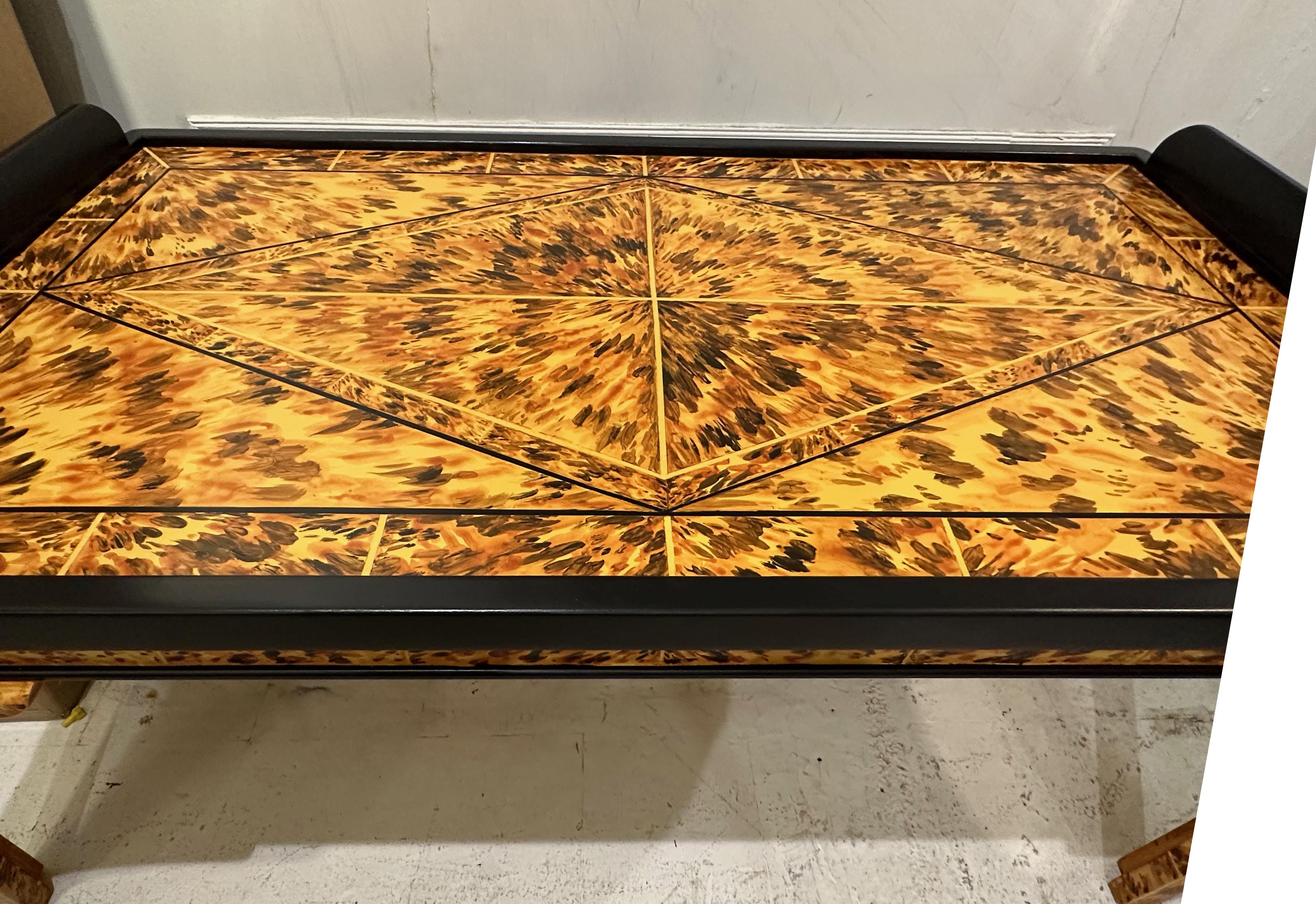 Custom Lacquered Faux-Tortoise Coffee Table In New Condition For Sale In New York, NY