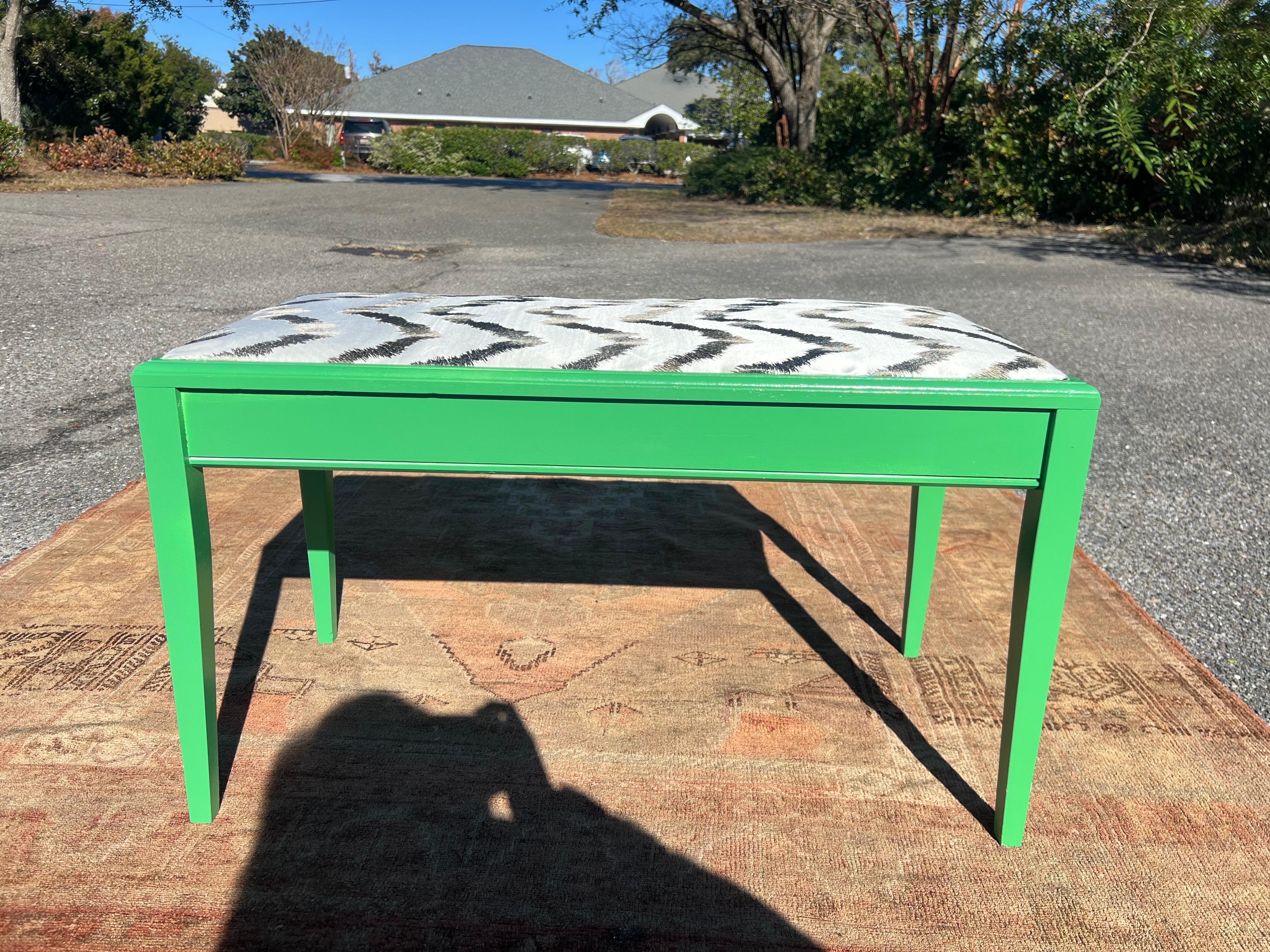 American Custom Lacquered Kelly Green Bench For Sale