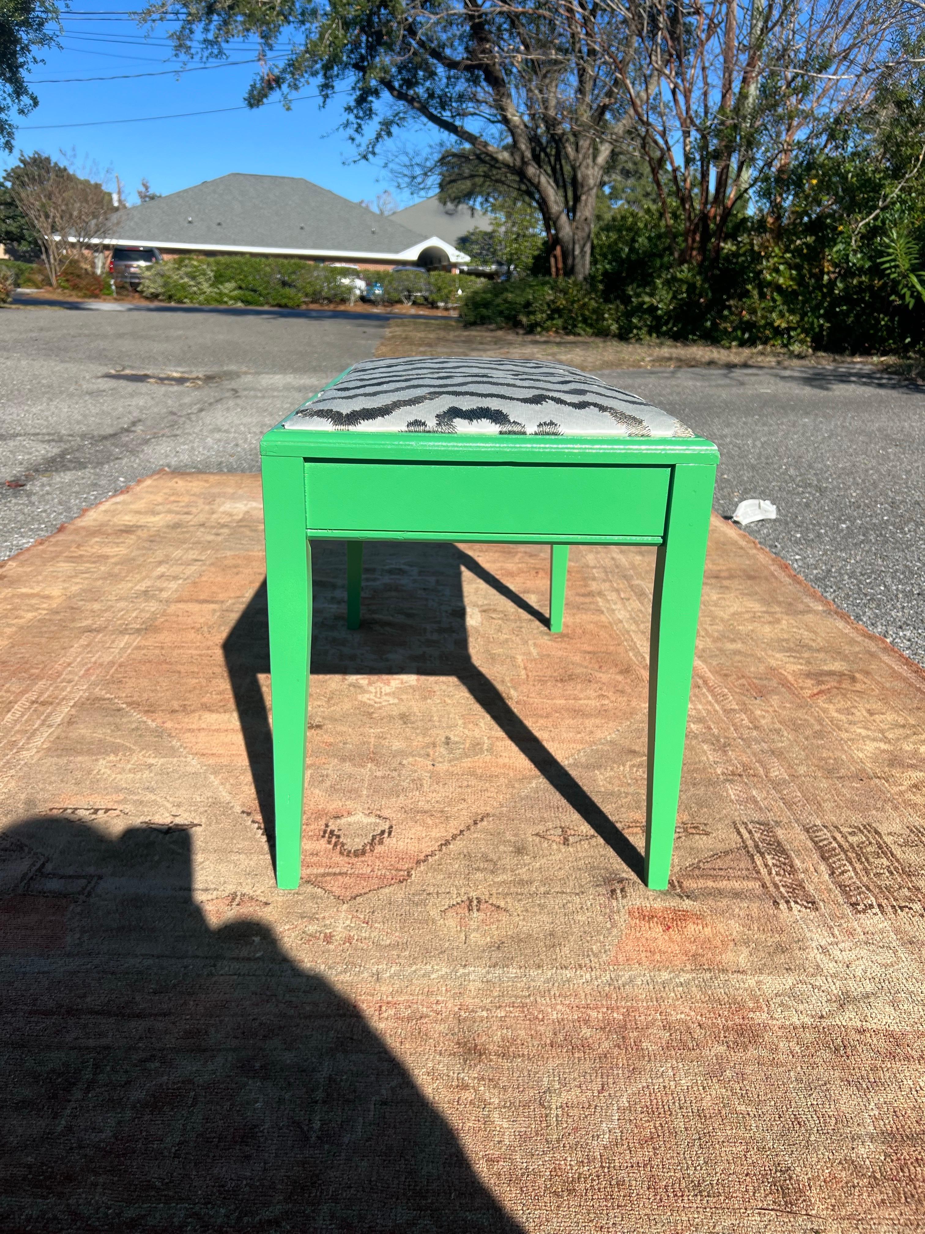 20th Century Custom Lacquered Kelly Green Bench For Sale