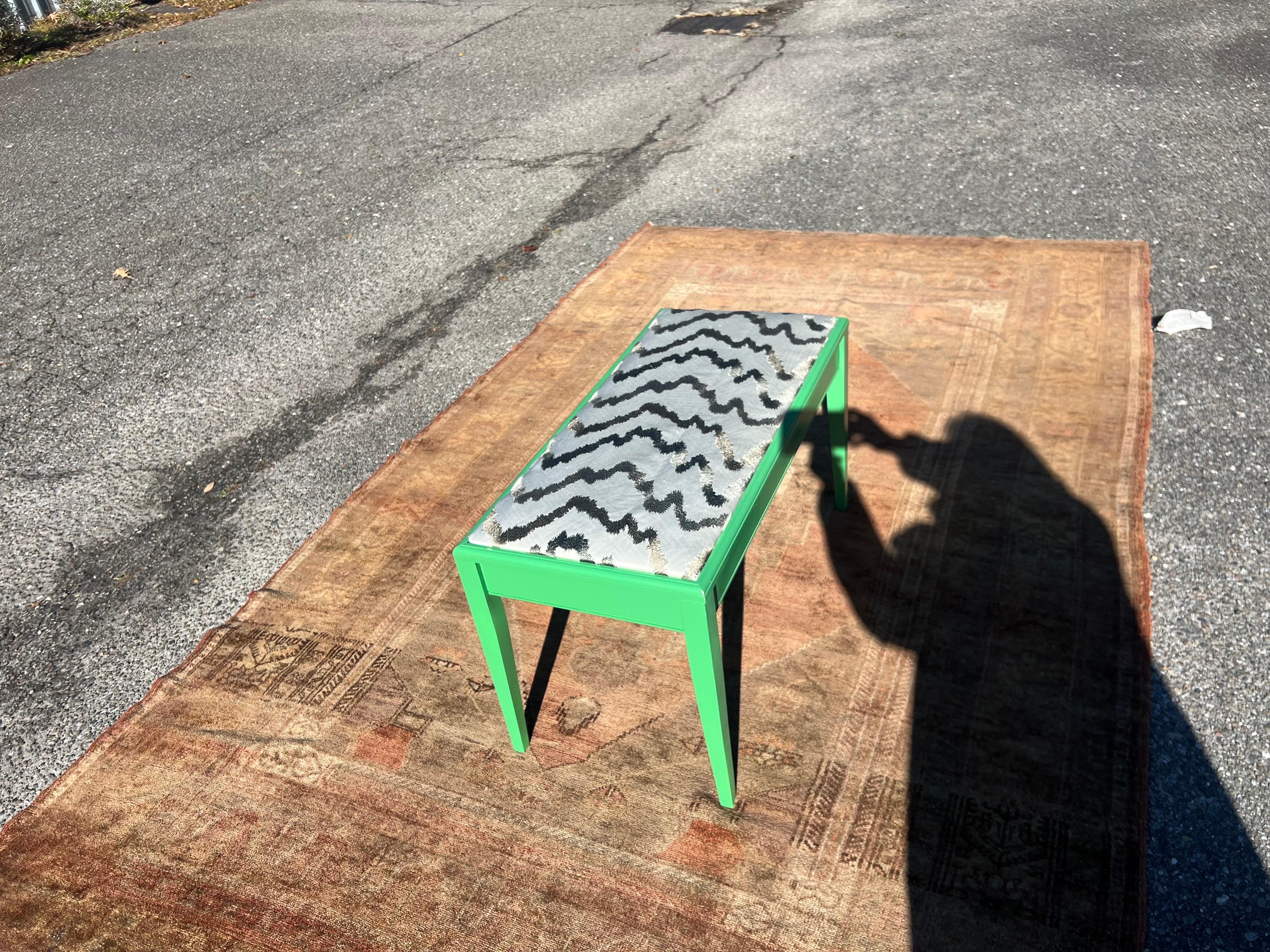 Silk Custom Lacquered Kelly Green Bench For Sale