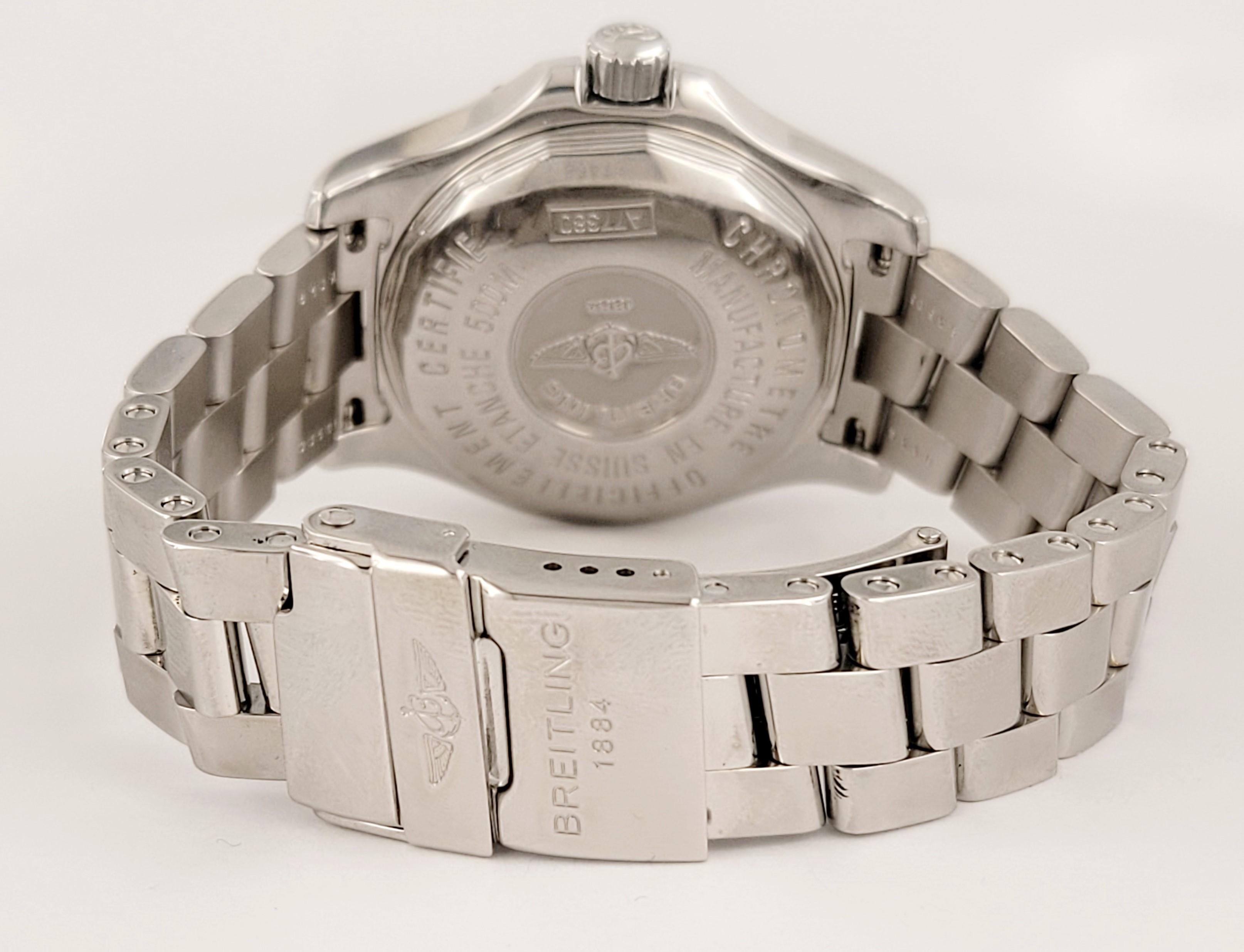 Custom Ladies Breitling Tahitian  A77380 Diamond Watch In Excellent Condition For Sale In New York, NY