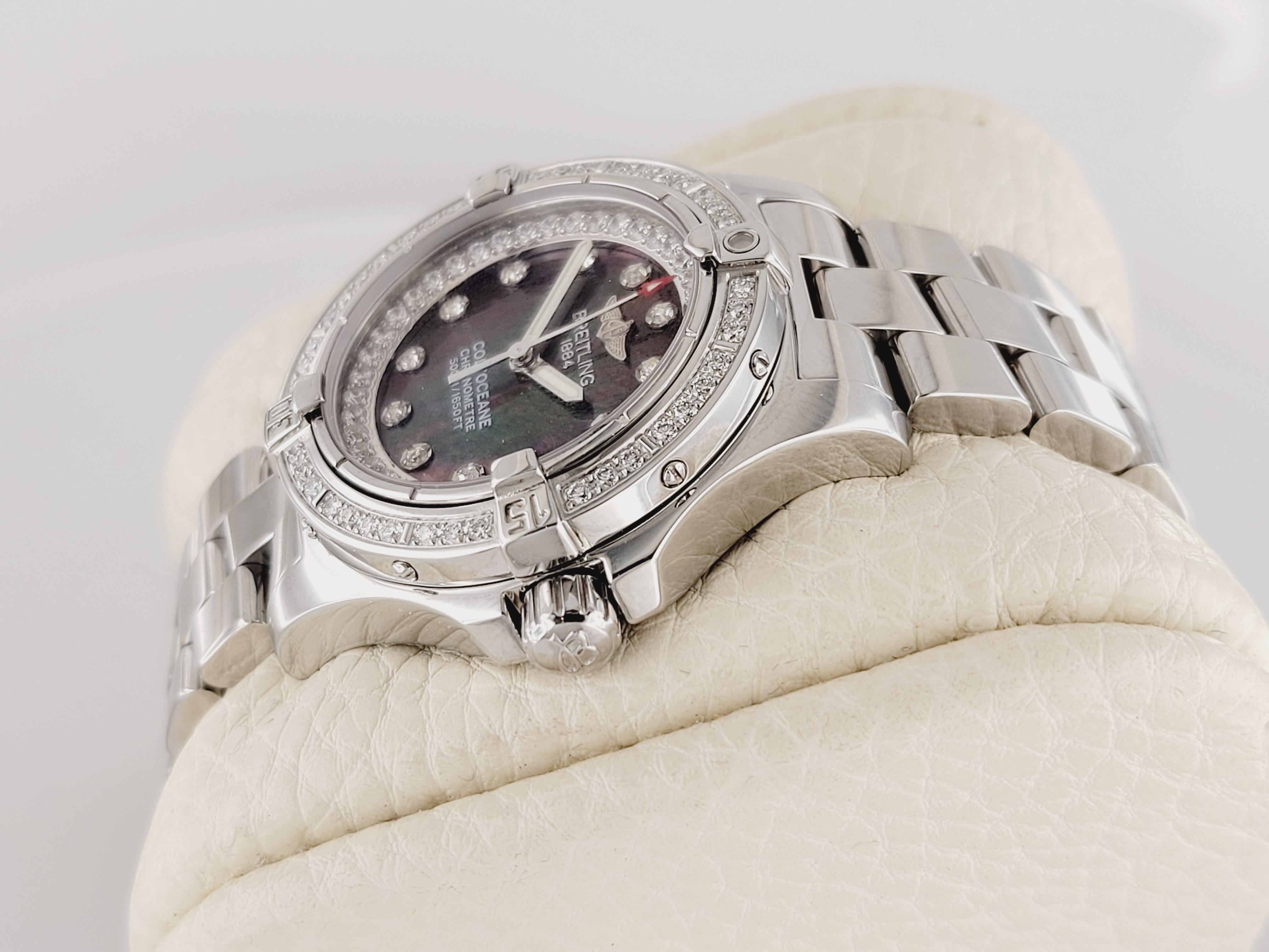 Custom Ladies Breitling Tahitian  A77380 Diamond Watch For Sale 1