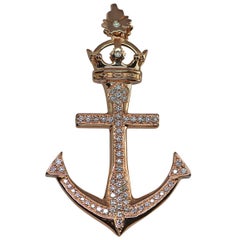 Used Custom "Lahaina Anchor" Pendant in 20kt Gold with Pavé Diamonds 1.50ct- Large