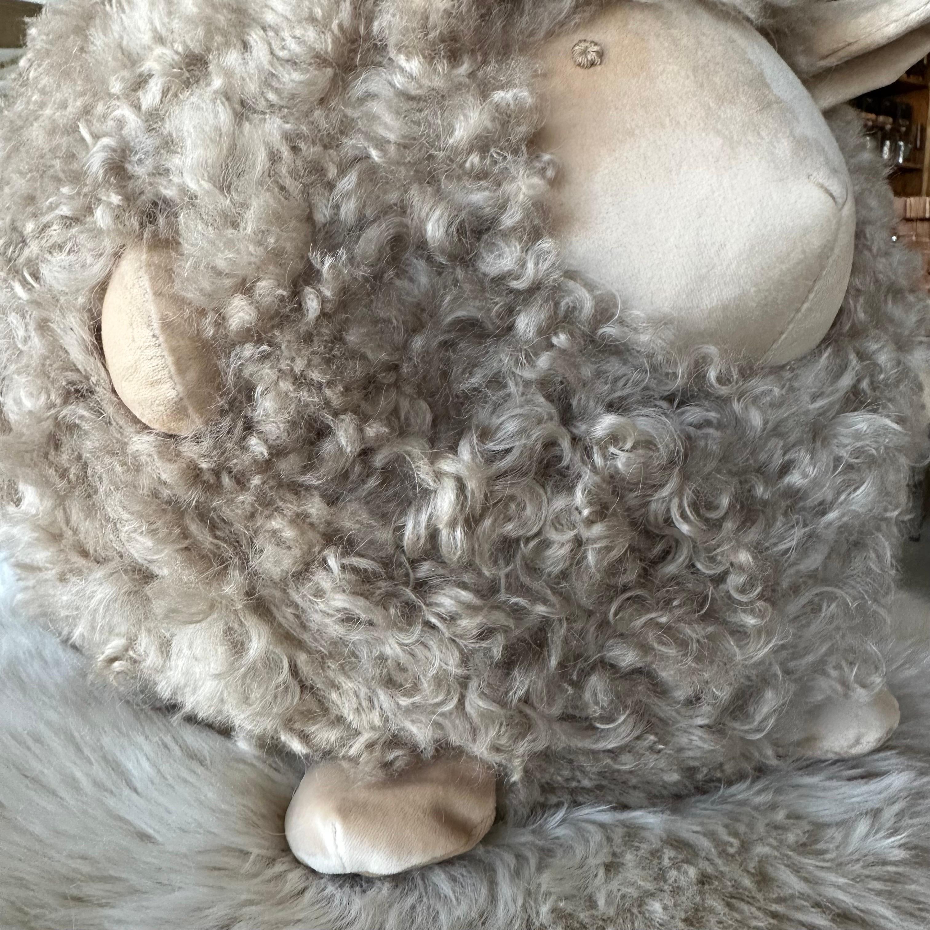Danish Custom Lambs Wool Decorative Sheep Pillow  For Sale