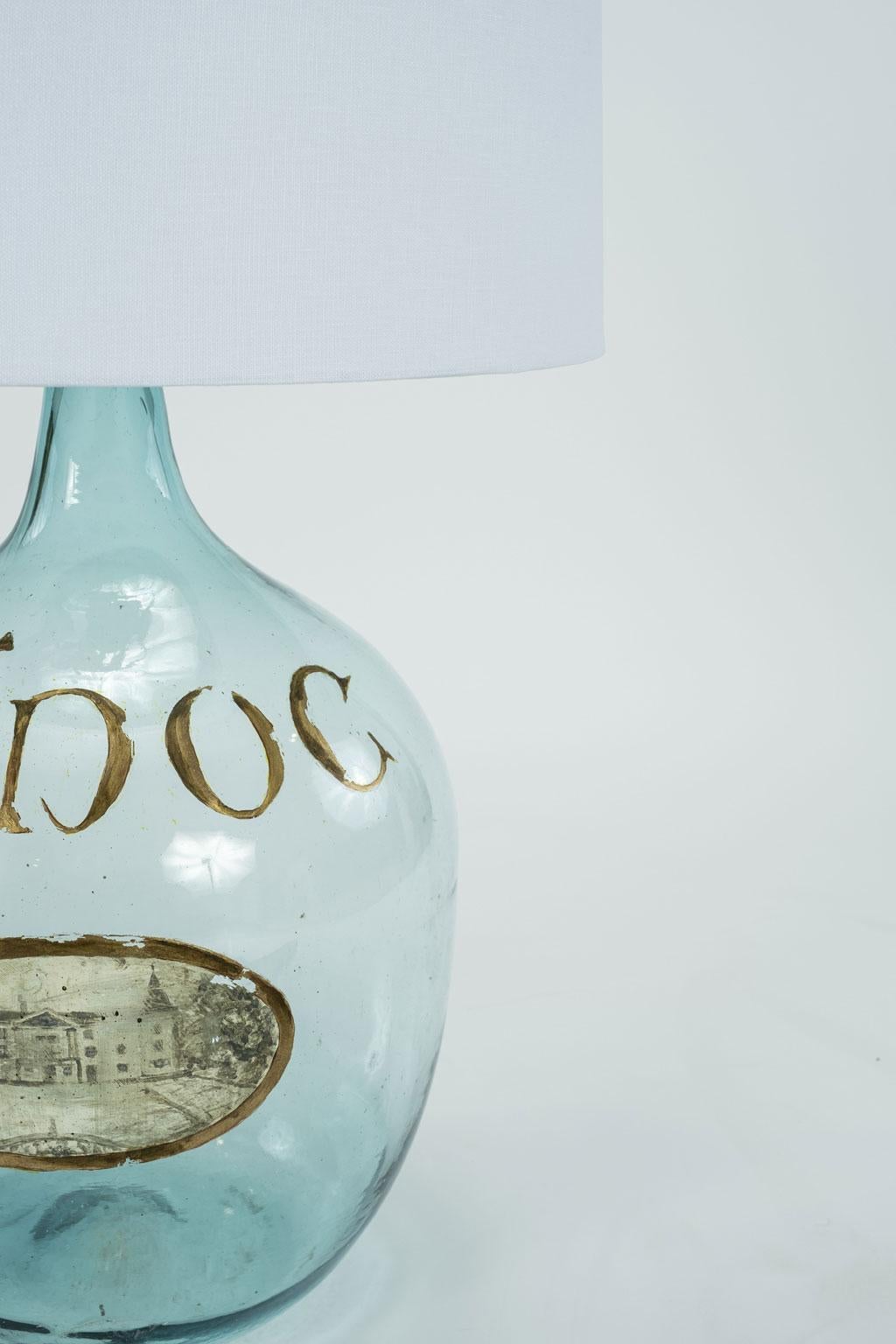 Custom Lamp from 19th Century Wine Bottle In Fair Condition For Sale In Houston, TX
