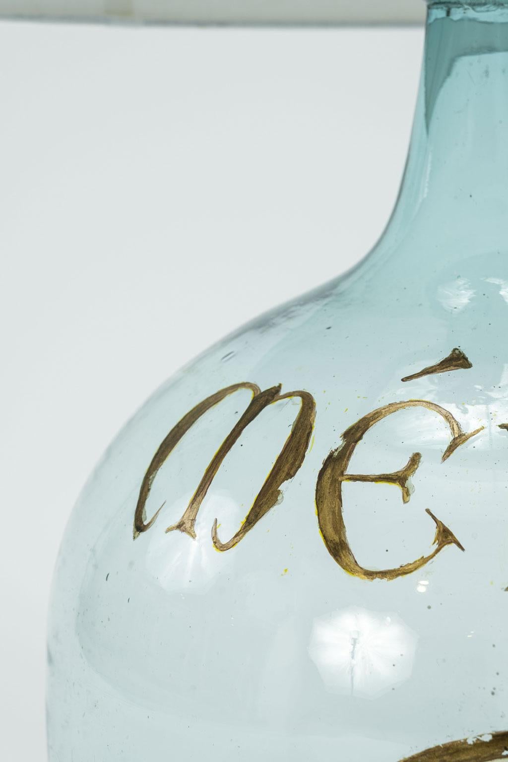 Brass Custom Lamp from 19th Century Wine Bottle