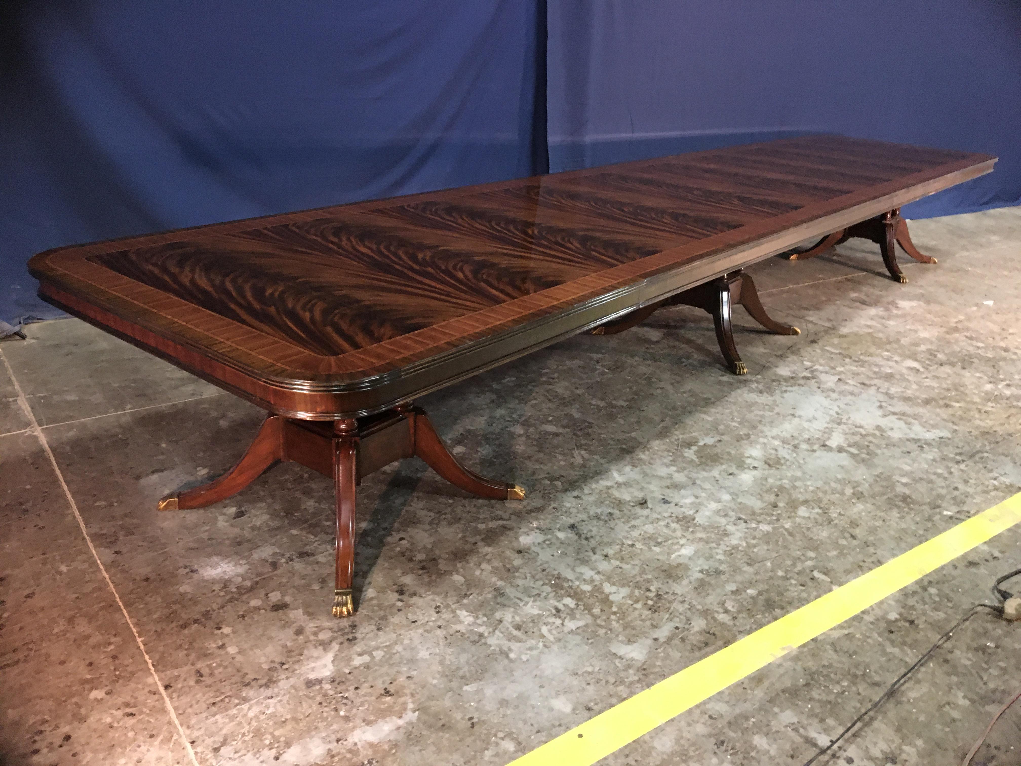 Georgian Custom 20 ft. Large Mahogany Banquet Dining Table by Leighton Hall For Sale