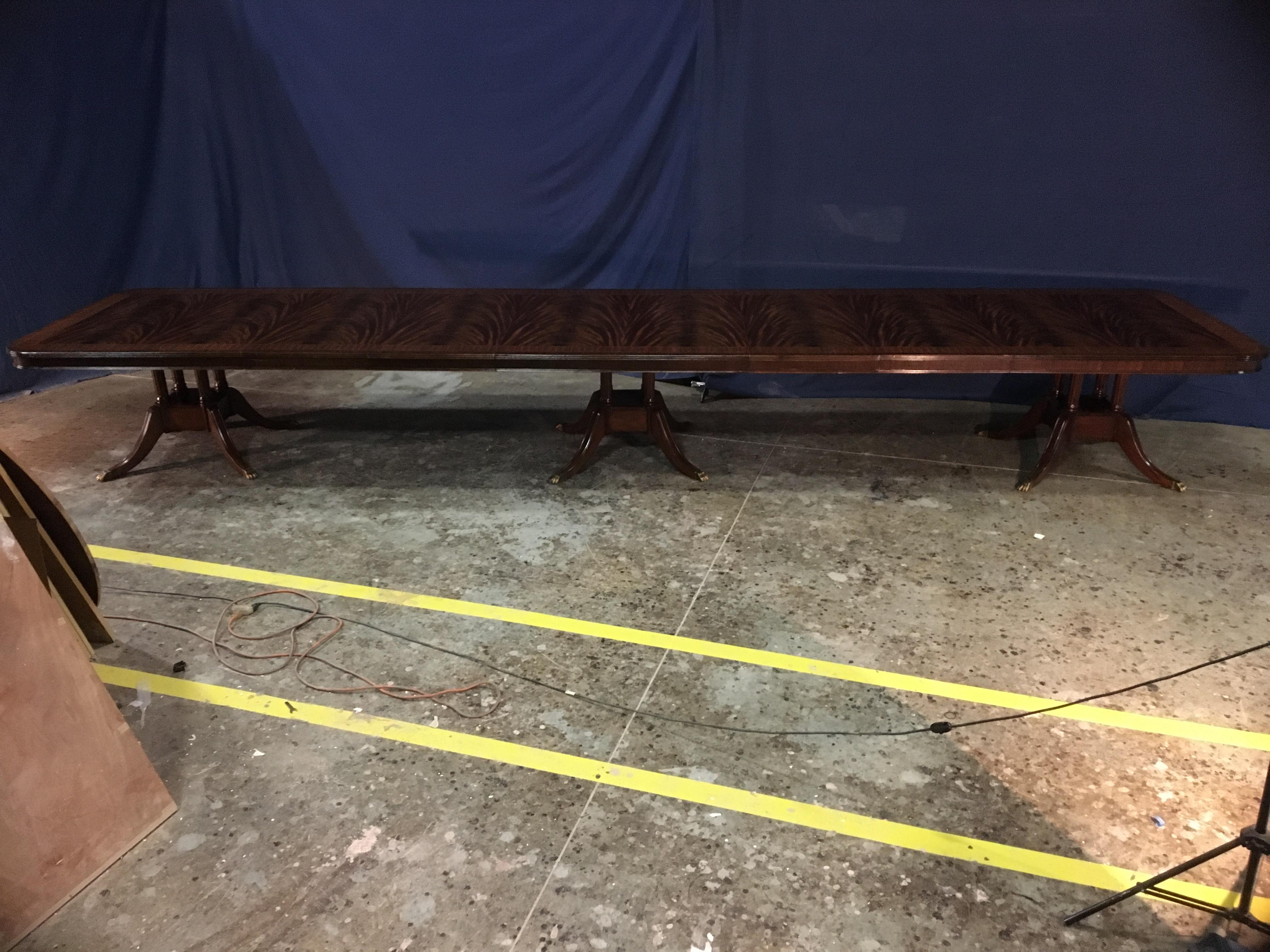 American Custom 20 ft. Large Mahogany Banquet Dining Table by Leighton Hall For Sale