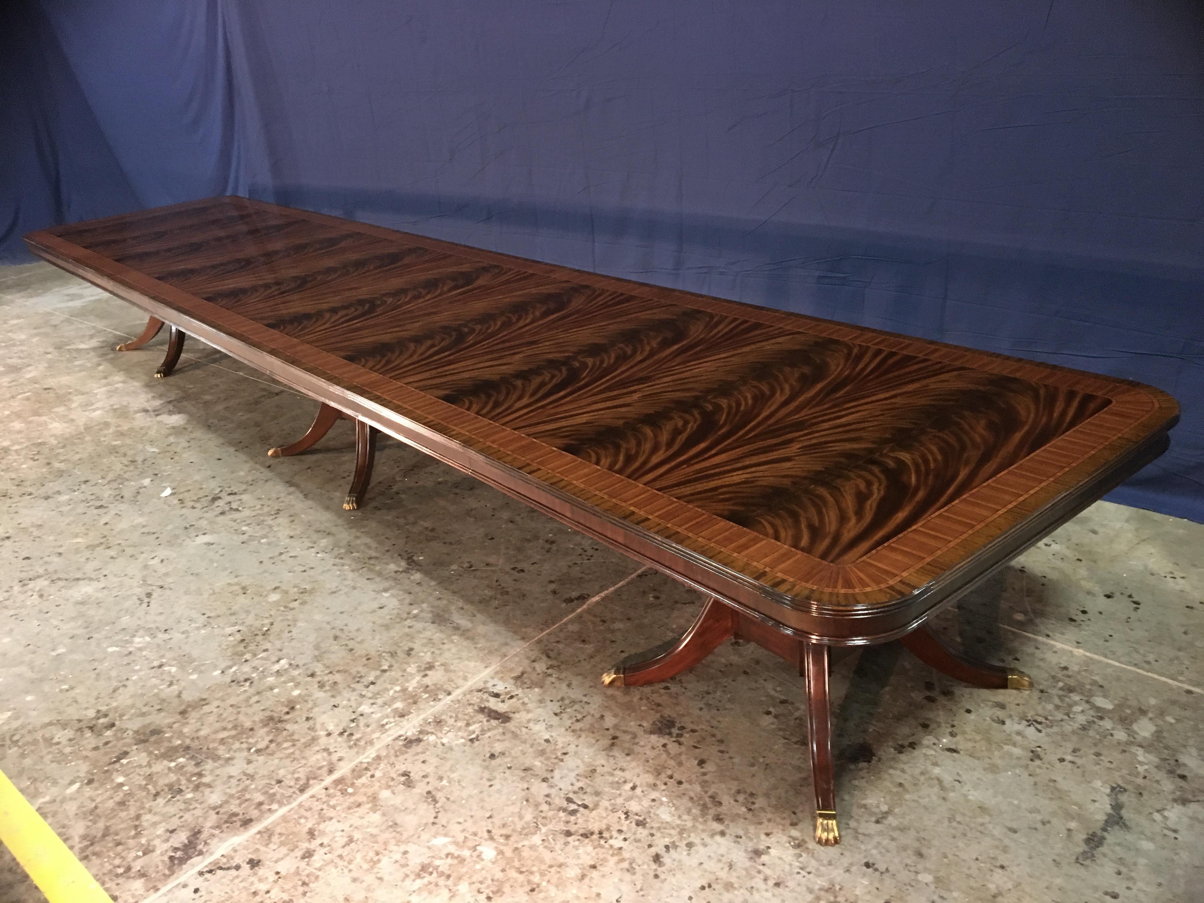 Contemporary Custom 20 ft. Large Mahogany Banquet Dining Table by Leighton Hall For Sale