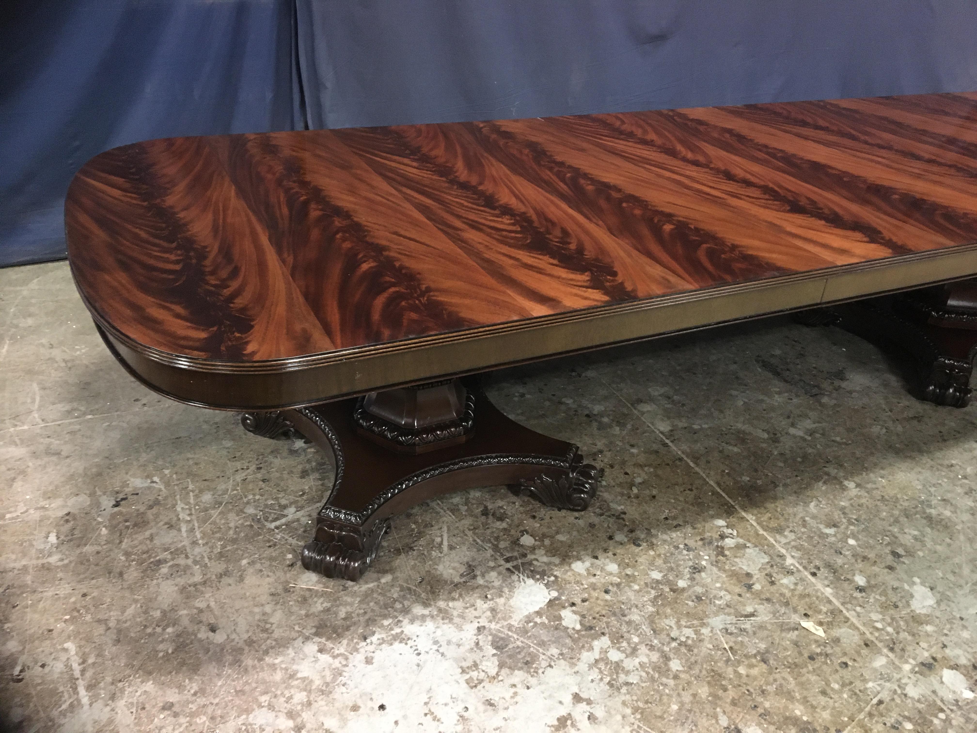 American Custom Large Mahogany Regency Style Dining Table by Leighton Hall