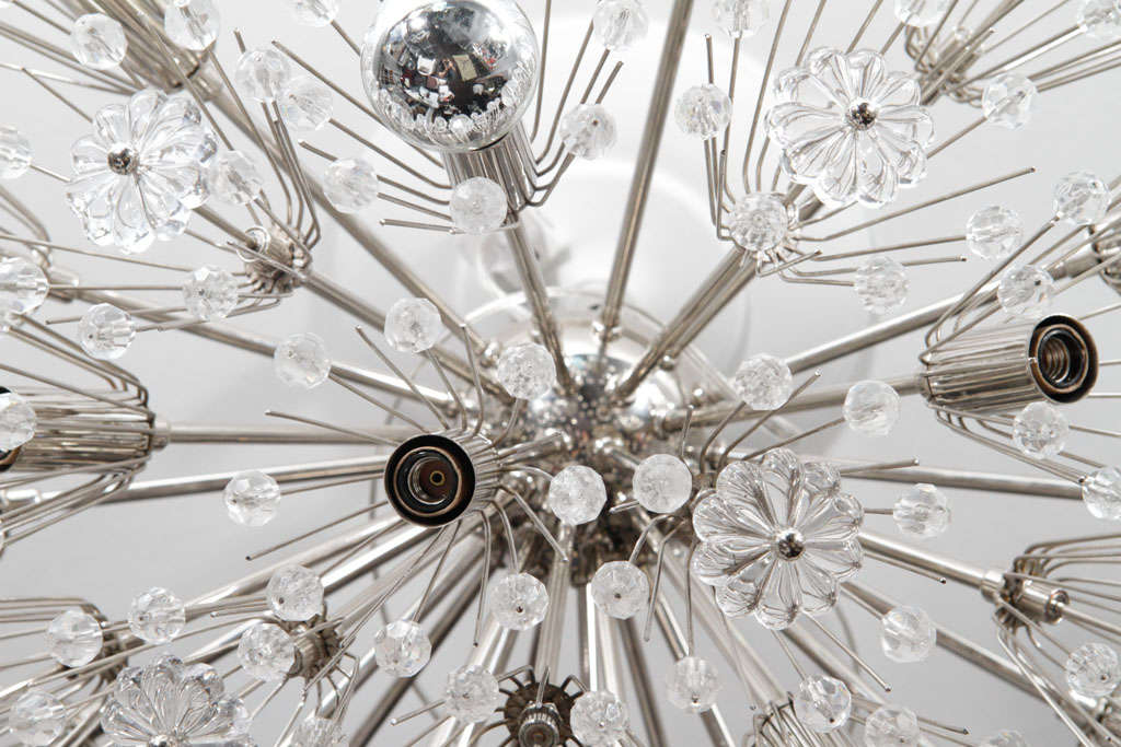 Custom Large Austrian Snowflake Crystal Flush Mount In New Condition For Sale In New York, NY