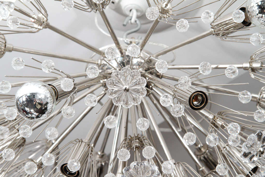 Contemporary Custom Large Austrian Snowflake Crystal Flush Mount For Sale