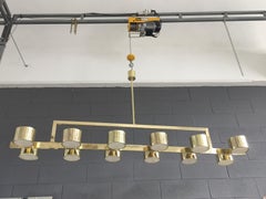 Custom Large Brass Mid Century Style Rectangular Chandelier by Adesso Imports