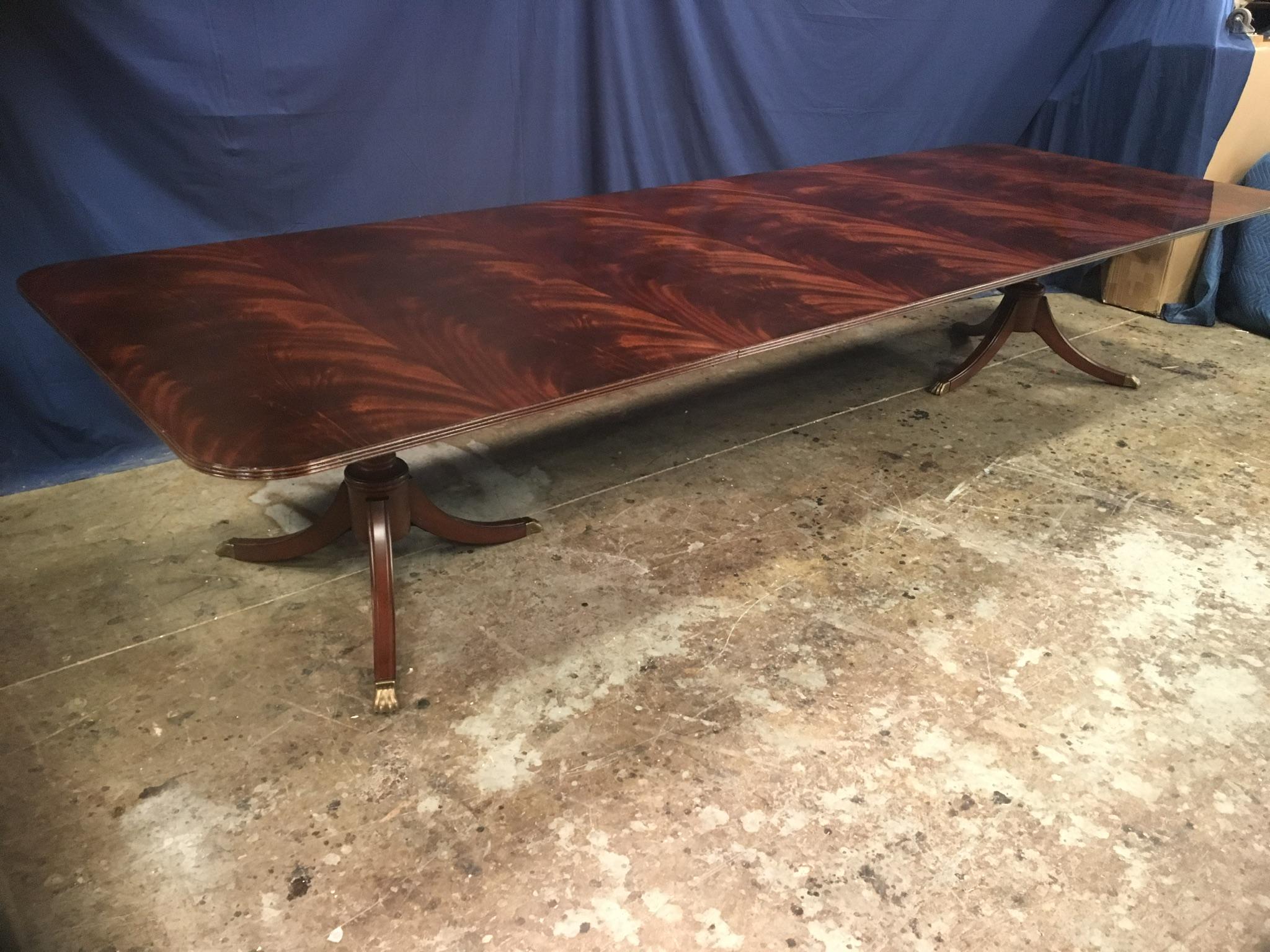 Contemporary Custom Large Crotch Mahogany Georgian Style Dining Table by Leighton Hall For Sale