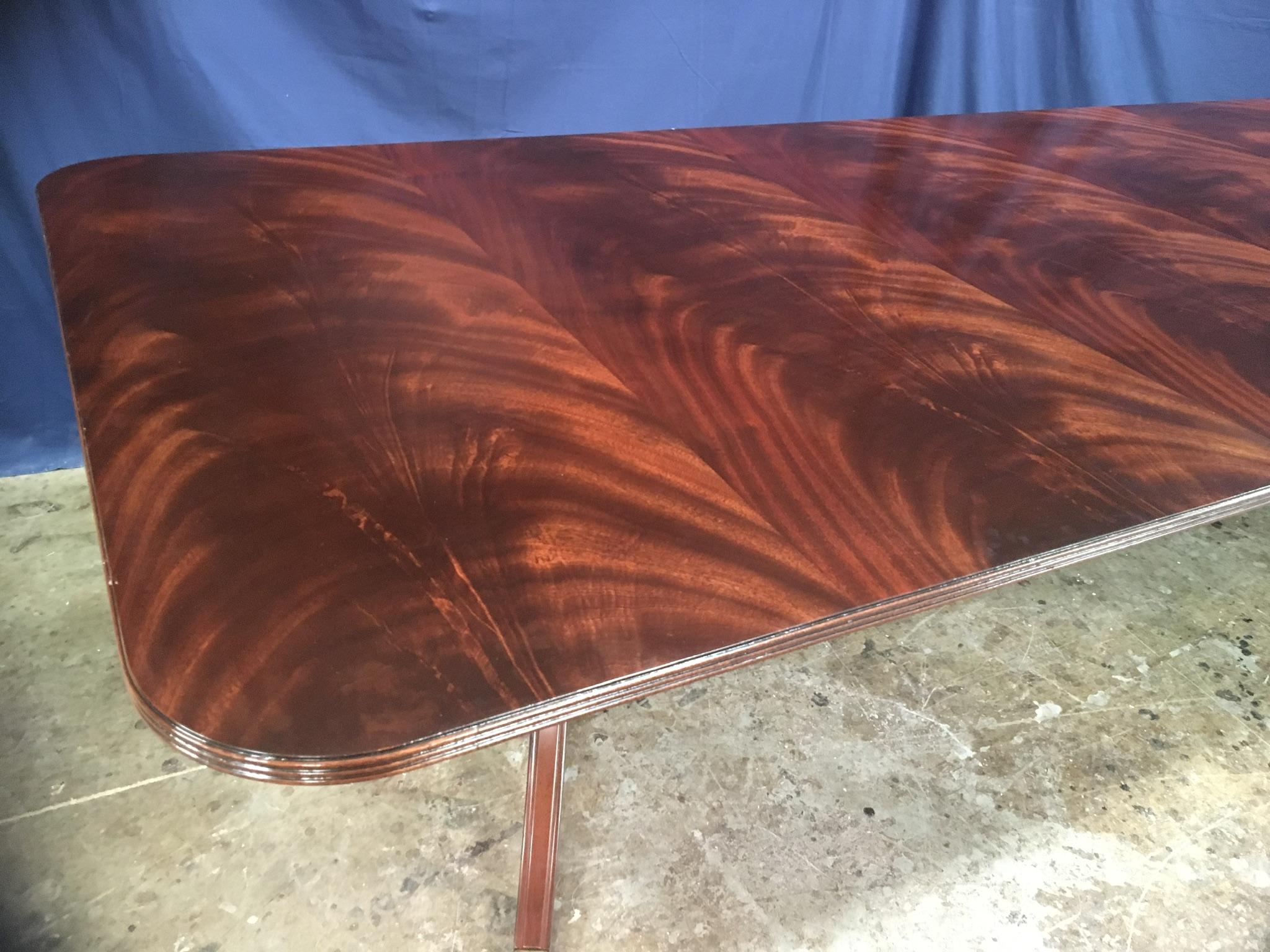 Custom Large Crotch Mahogany Georgian Style Dining Table by Leighton Hall For Sale 3