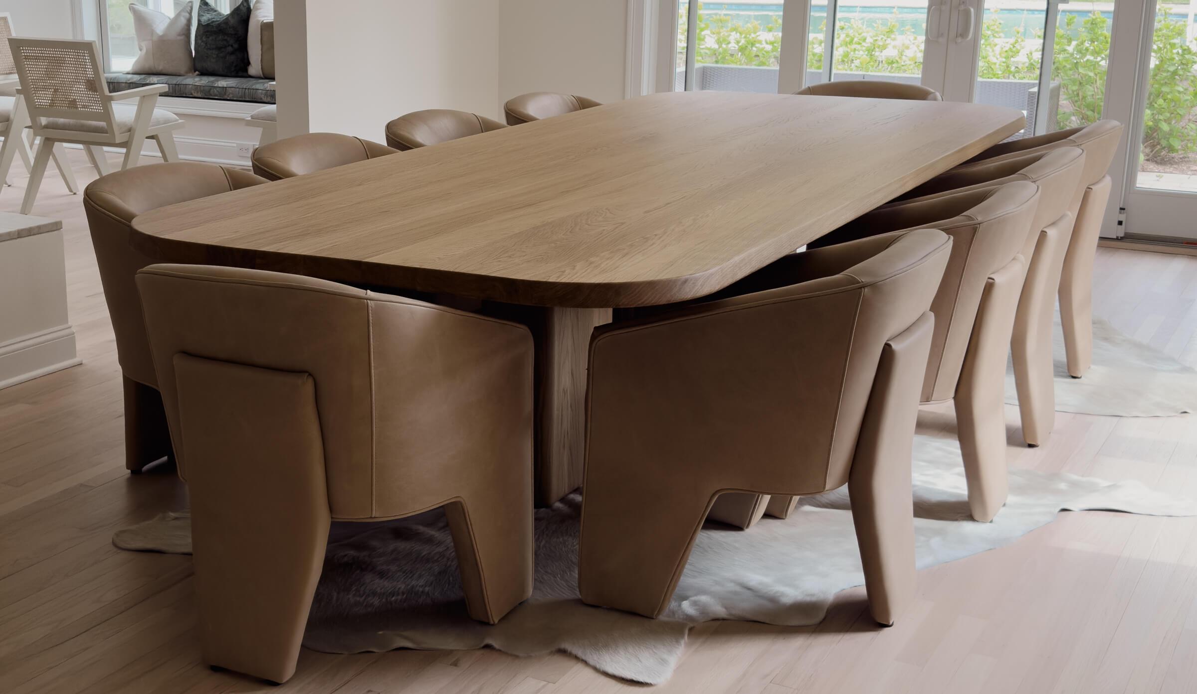 Américain Custom Large Dining Table in White Oak en vente