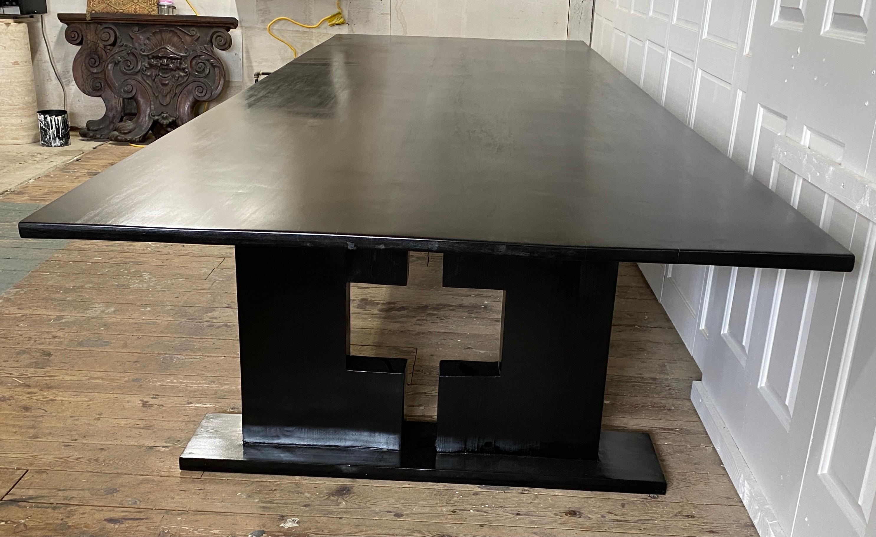 Custom Large Ebonized Dining or Conference Room Table In Good Condition In Sheffield, MA