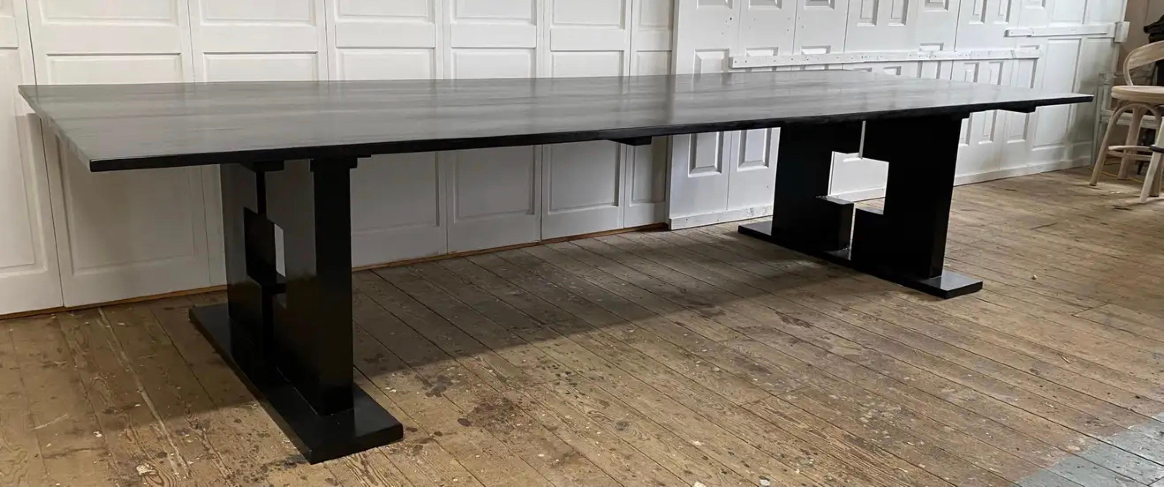 Large Ebonized Dining or Conference Room Table Custom Made by BH&A In New Condition For Sale In Sheffield, MA