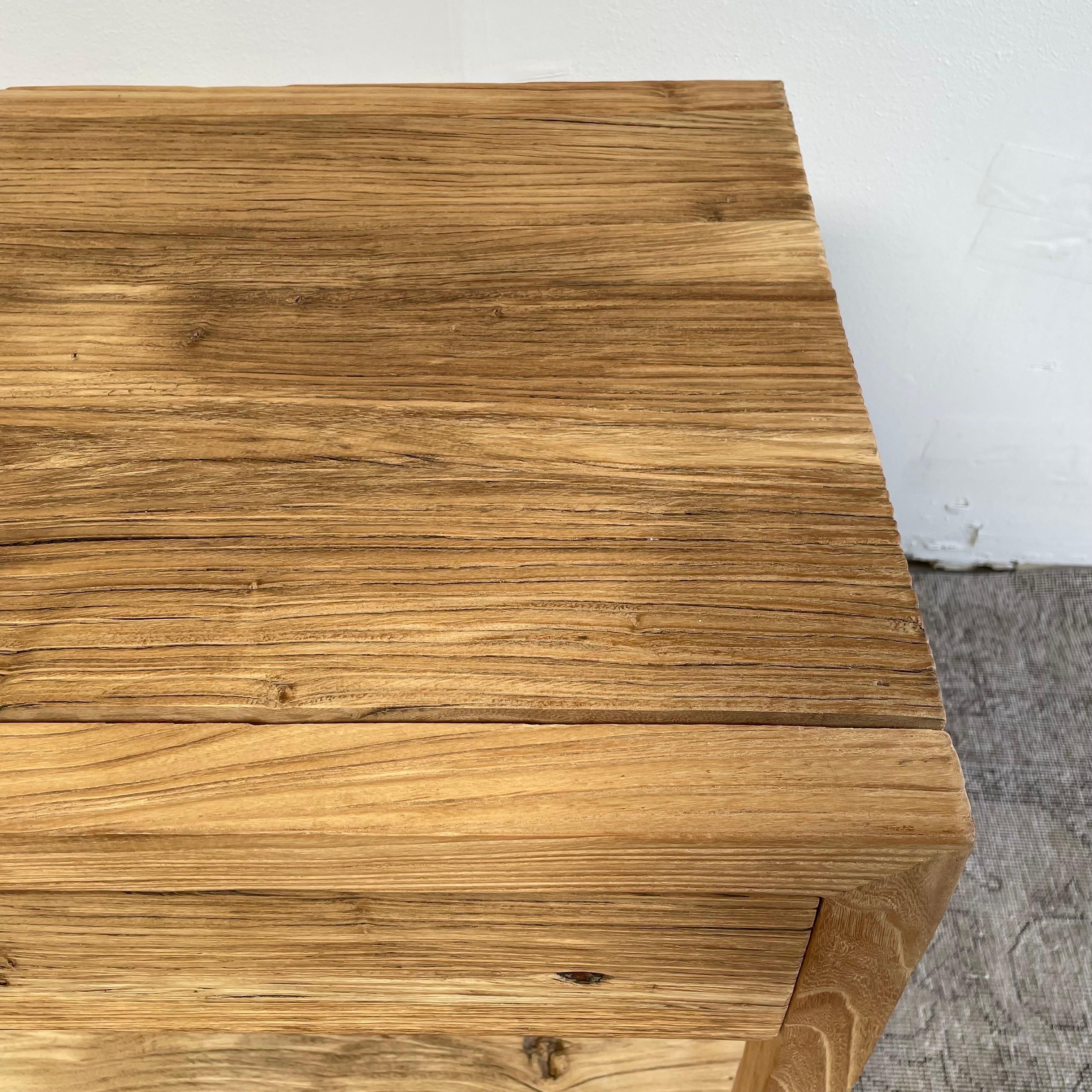 Benutzerdefinierte große Ulme Holz einzelne Schublade Nacht Stand natürlichen Finish im Angebot 2