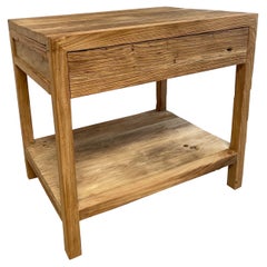 Custom Large Elm Wood Single Drawer Night Stand Natural Finish