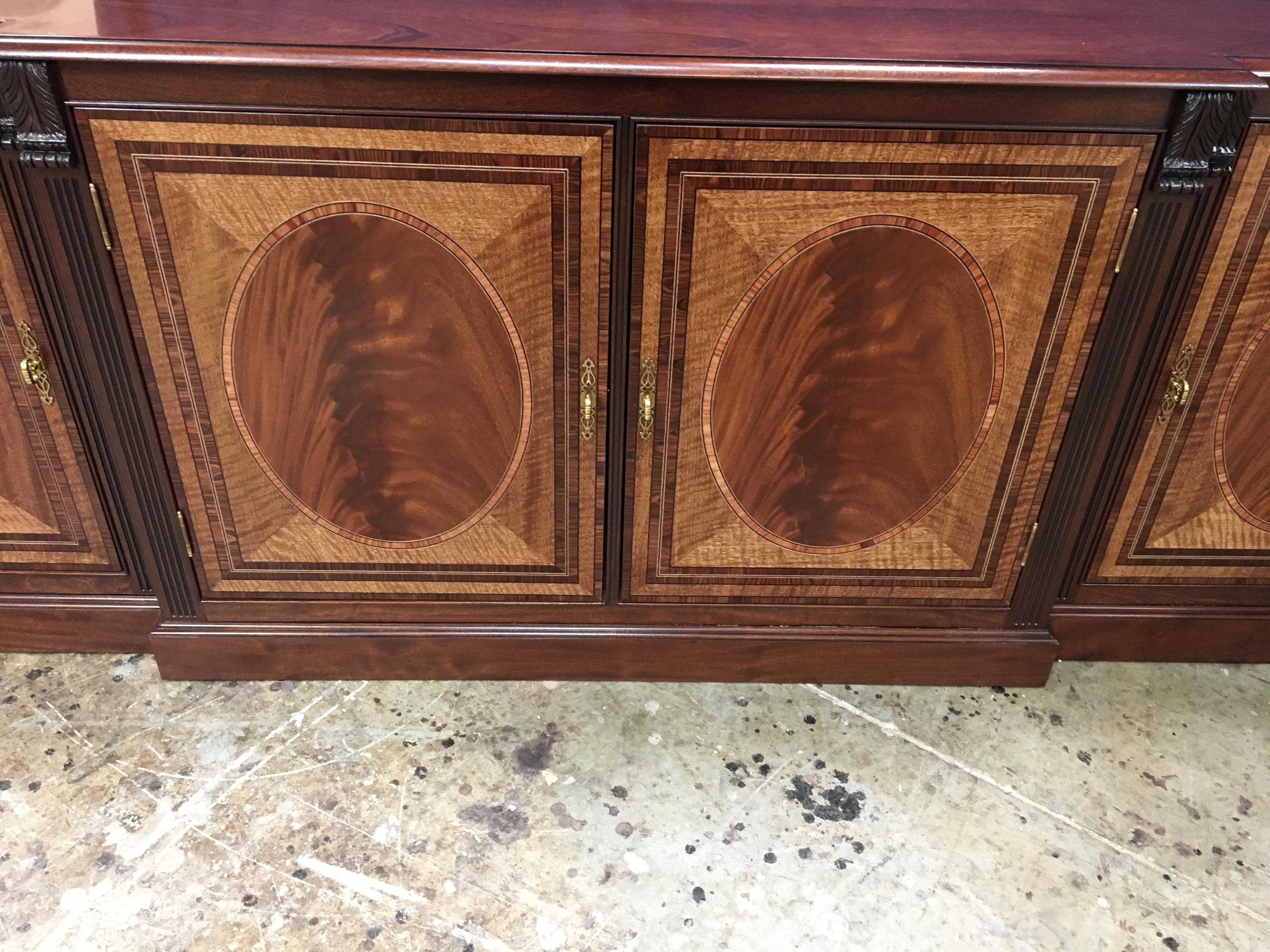 Custom Large Mahogany Georgian Style Four-Door Buffet Credenza by Leighton Hall For Sale 7