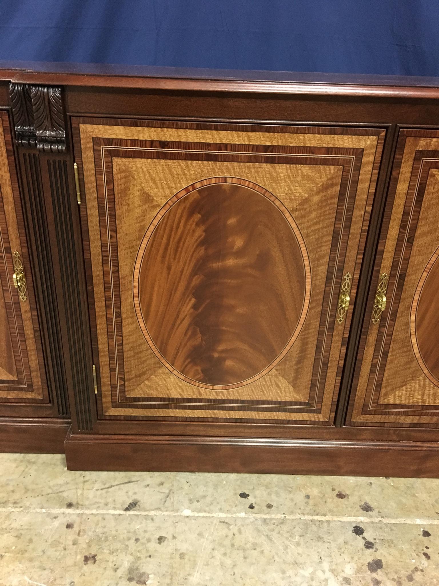 Custom Large Mahogany Georgian Style Four-Door Buffet Credenza by Leighton Hall In New Condition For Sale In Suwanee, GA