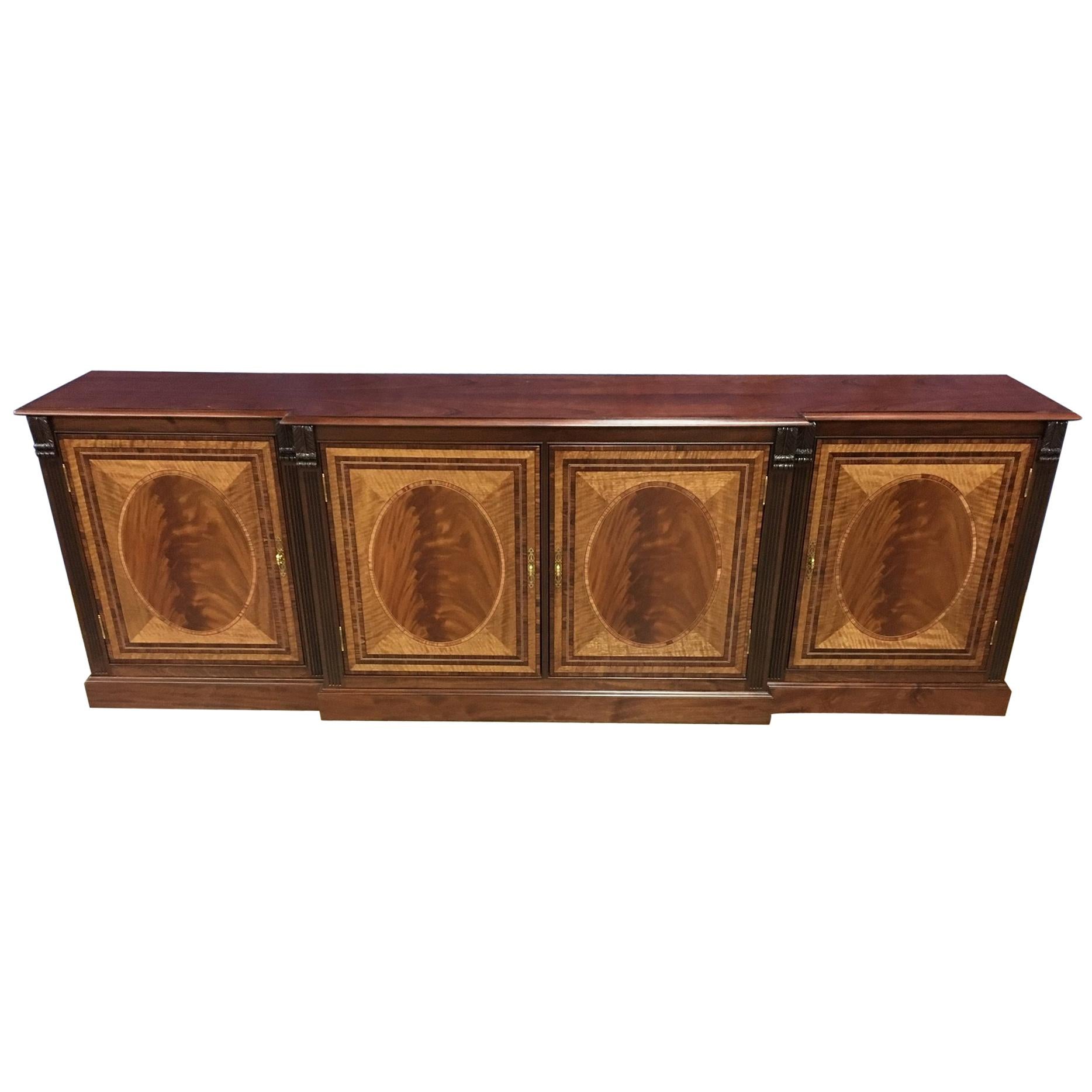Custom Large Mahogany Georgian Style Four-Door Buffet Credenza by Leighton Hall For Sale