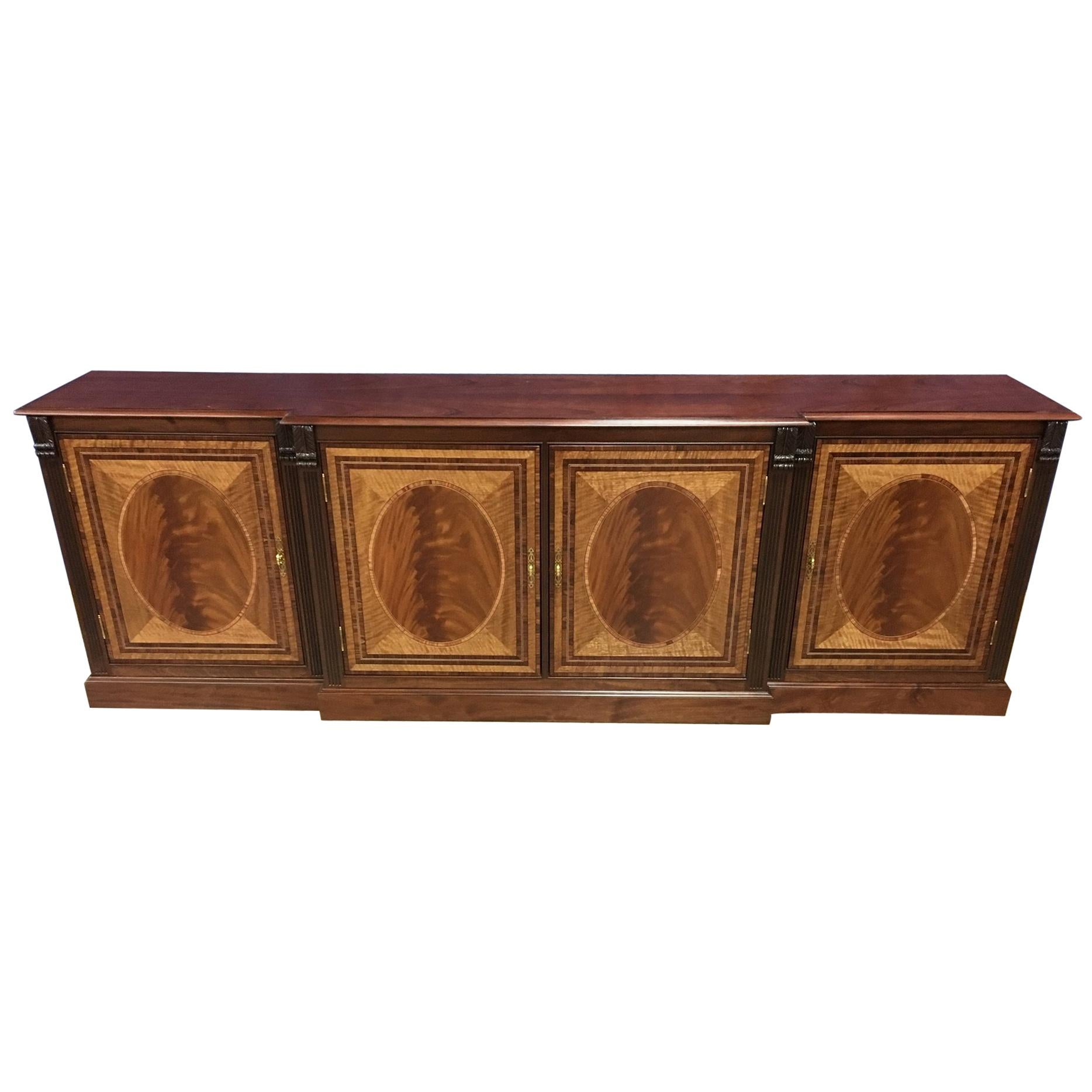 Custom Large Mahogany Georgian Style Four-Door Buffet Credenza by Leighton Hall