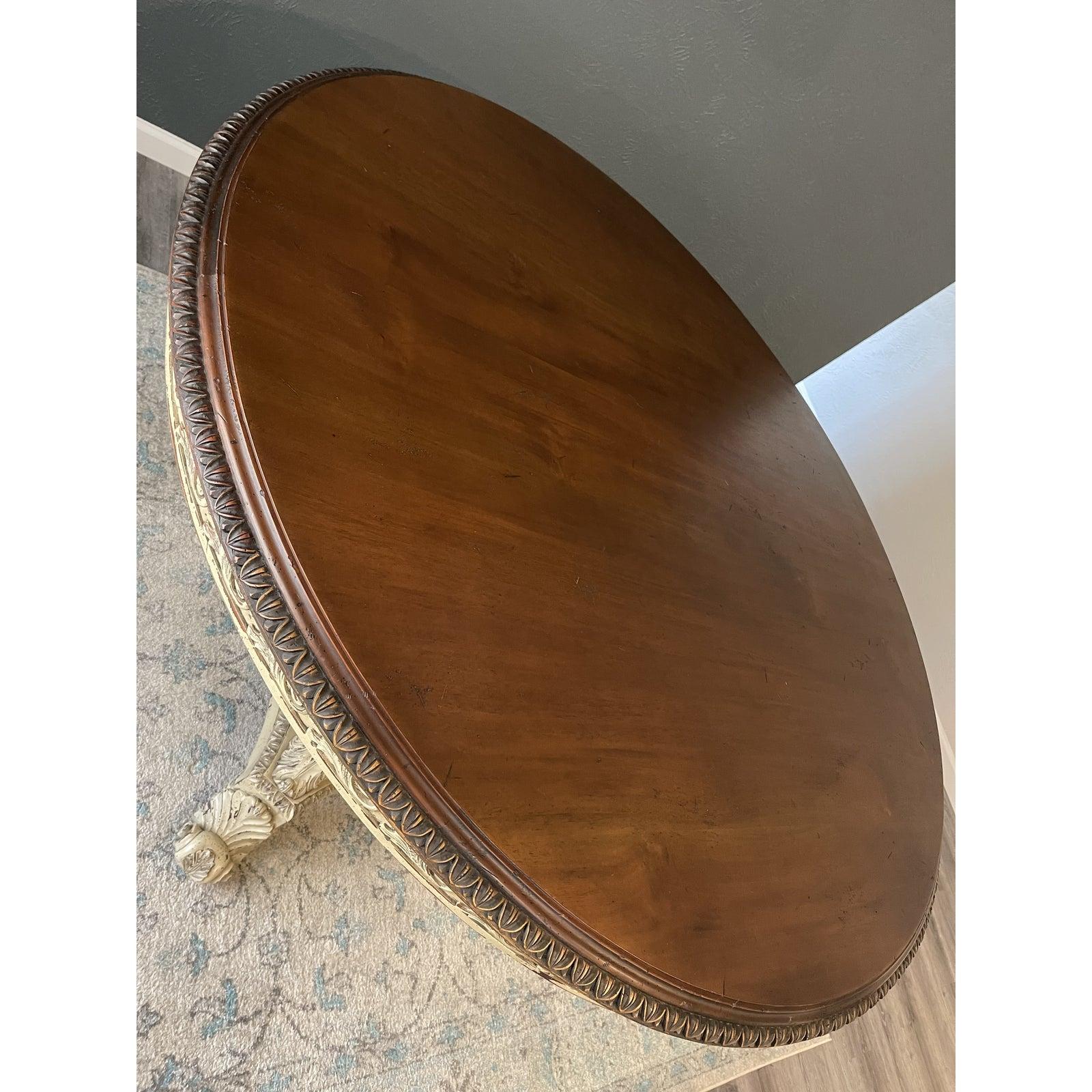 Custom Large Bar Height Farmhouse Modern Round Dining Table by Paradigm  In Good Condition For Sale In Forney, TX