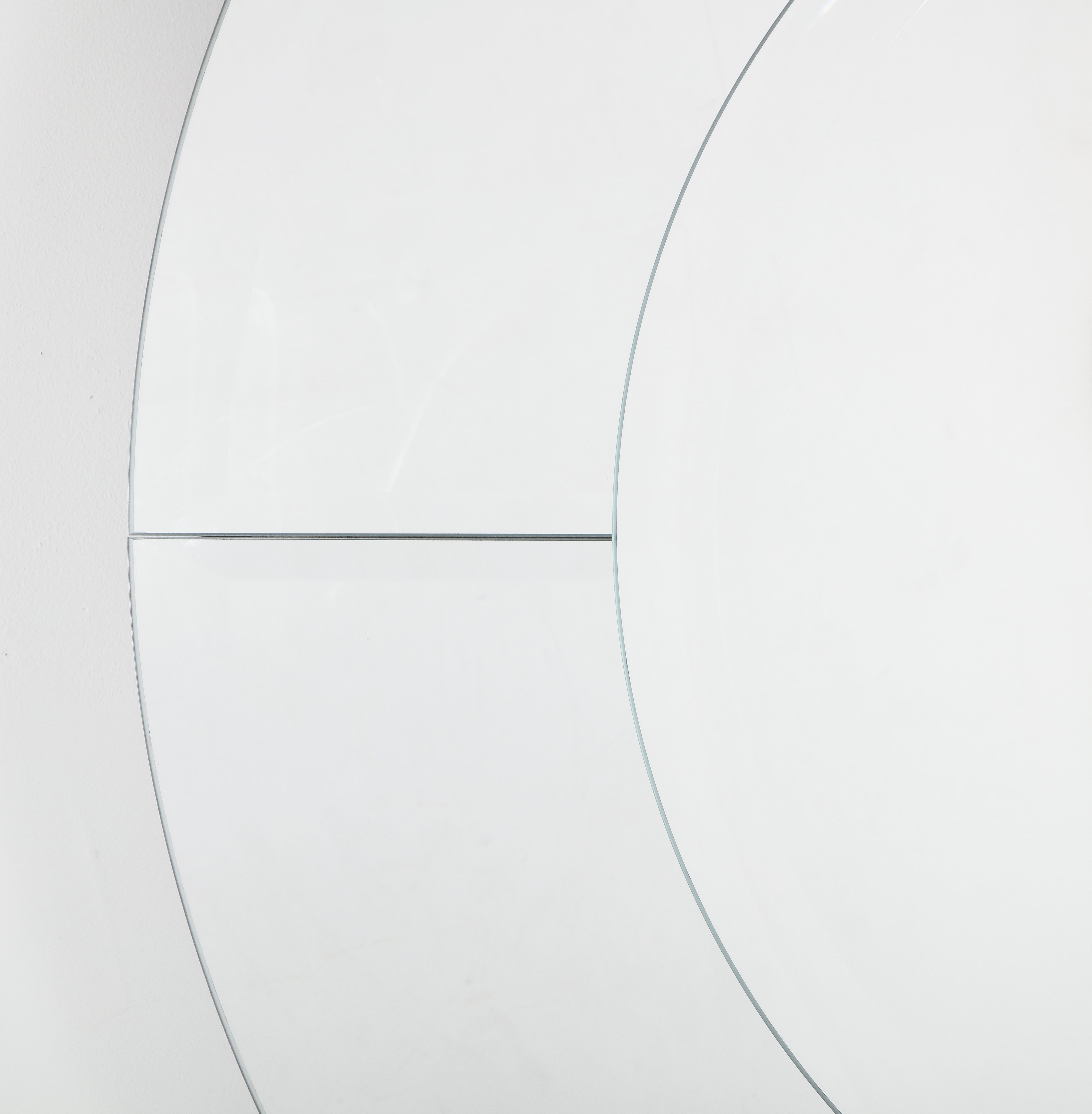 American Custom Large Round Beveled Mirror in the Manner of Karl Springer, Made to Order