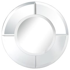 Custom Large Round Beveled Mirror in the Manner of Karl Springer, Made to Order