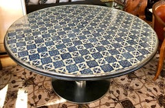Custom Large Round Spanish Mosaic Tile Top Dining Table