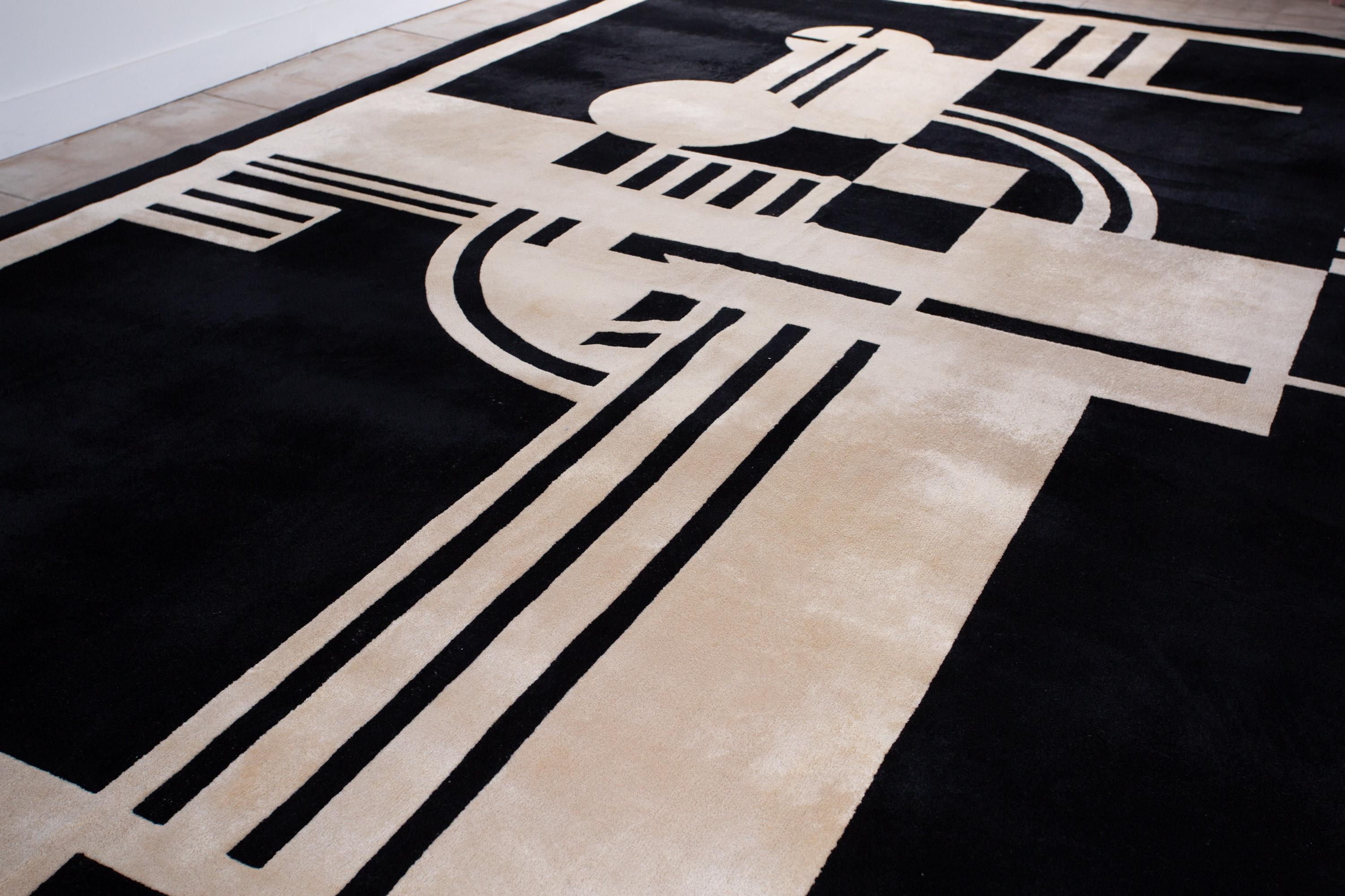 Wool Custom Large Scale Art Deco Style Area Rug by Patterson Flynn Martin