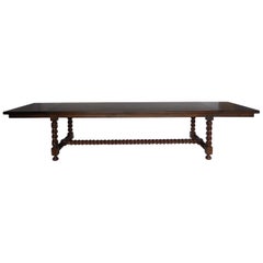 Custom Large Scale Barley Twist Dining Table with Leaves